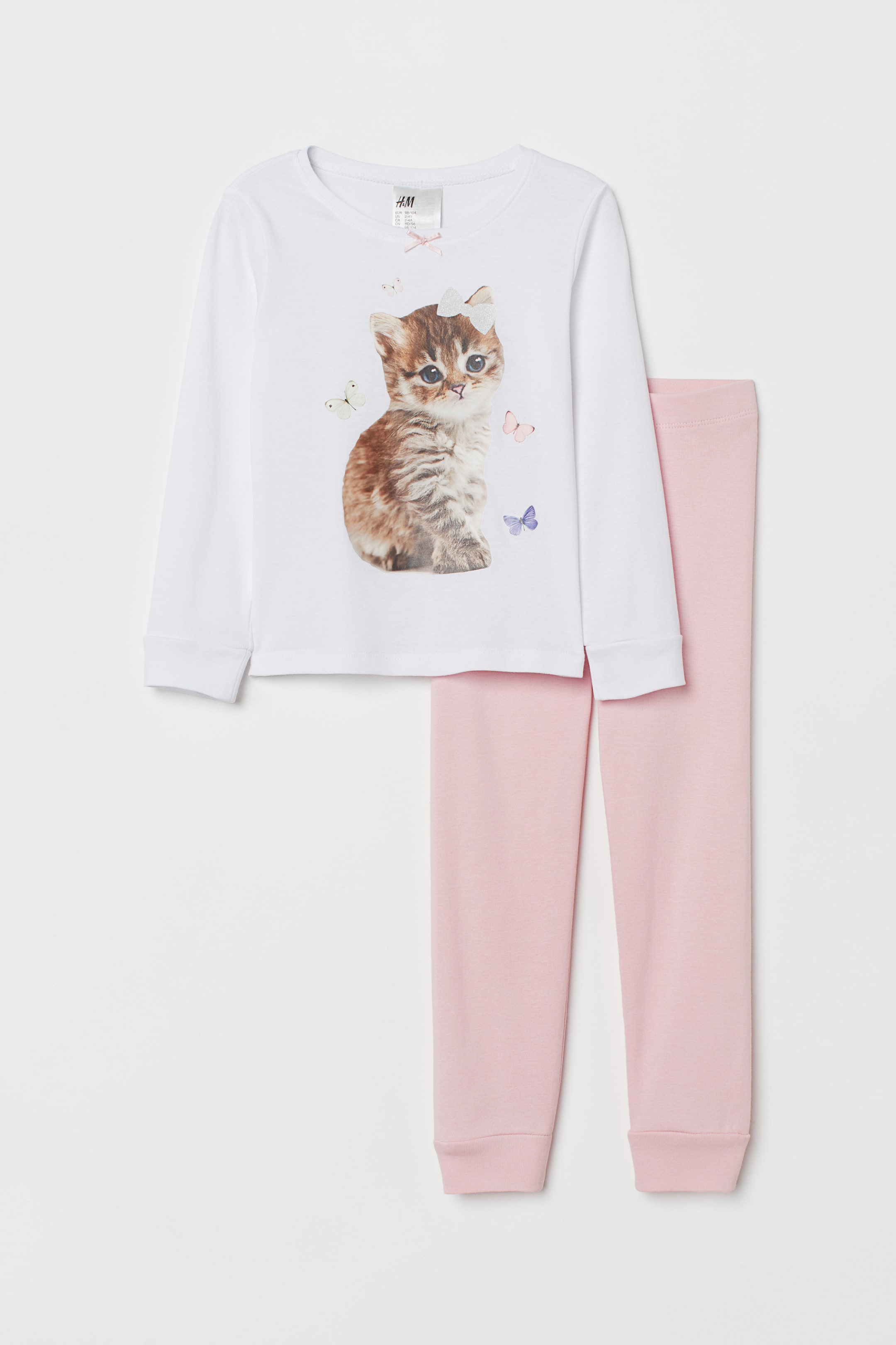Grotere afbeelding bekijken: Tricot pyjama - Lichtroze/kat - KINDEREN | H&M NL 1