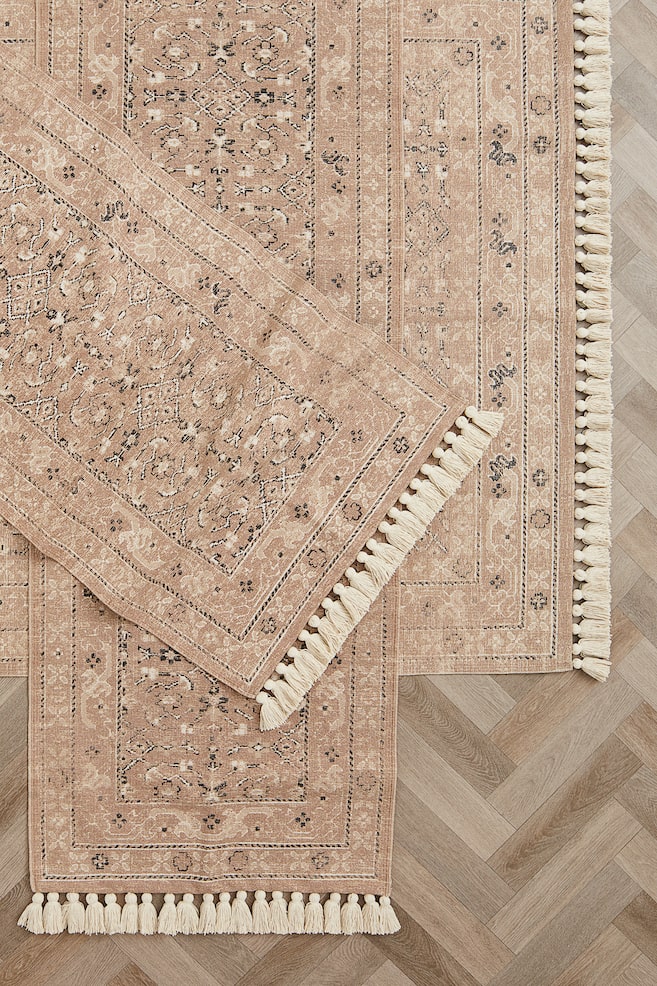 Fringed patterned rug - Light pink/Patterned/Blue/Patterned - 2
