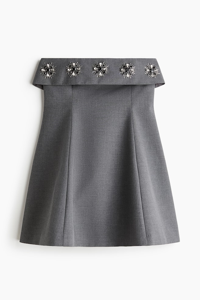 Rhinestone-embellished bandeau dress - Grey - 1