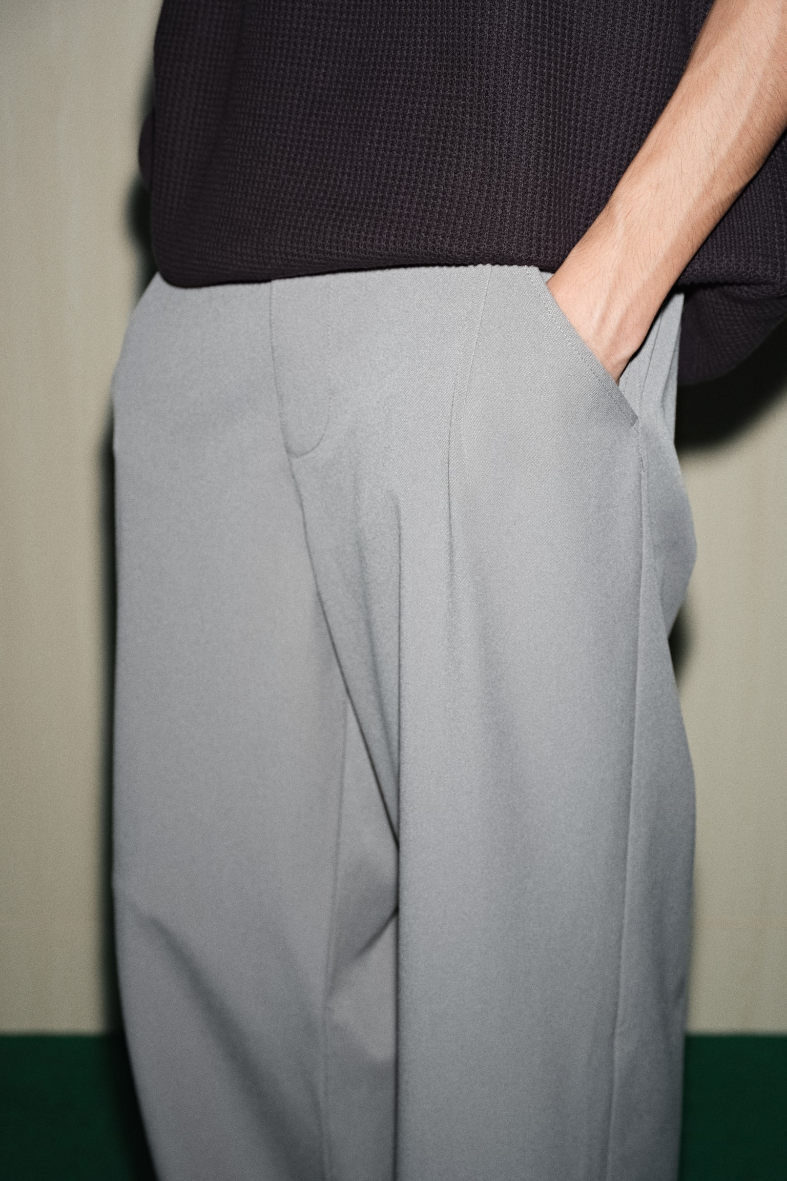 寬鬆長褲 - 灰色/黑色 - 7