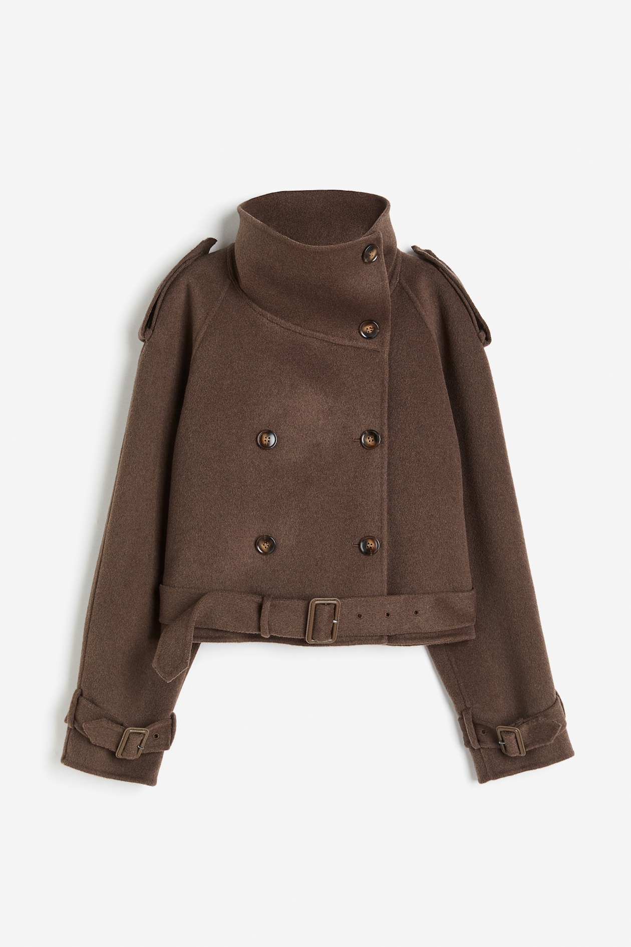 ベルトディテール ウールジャケット - ブラウン - レディース | H&M JP