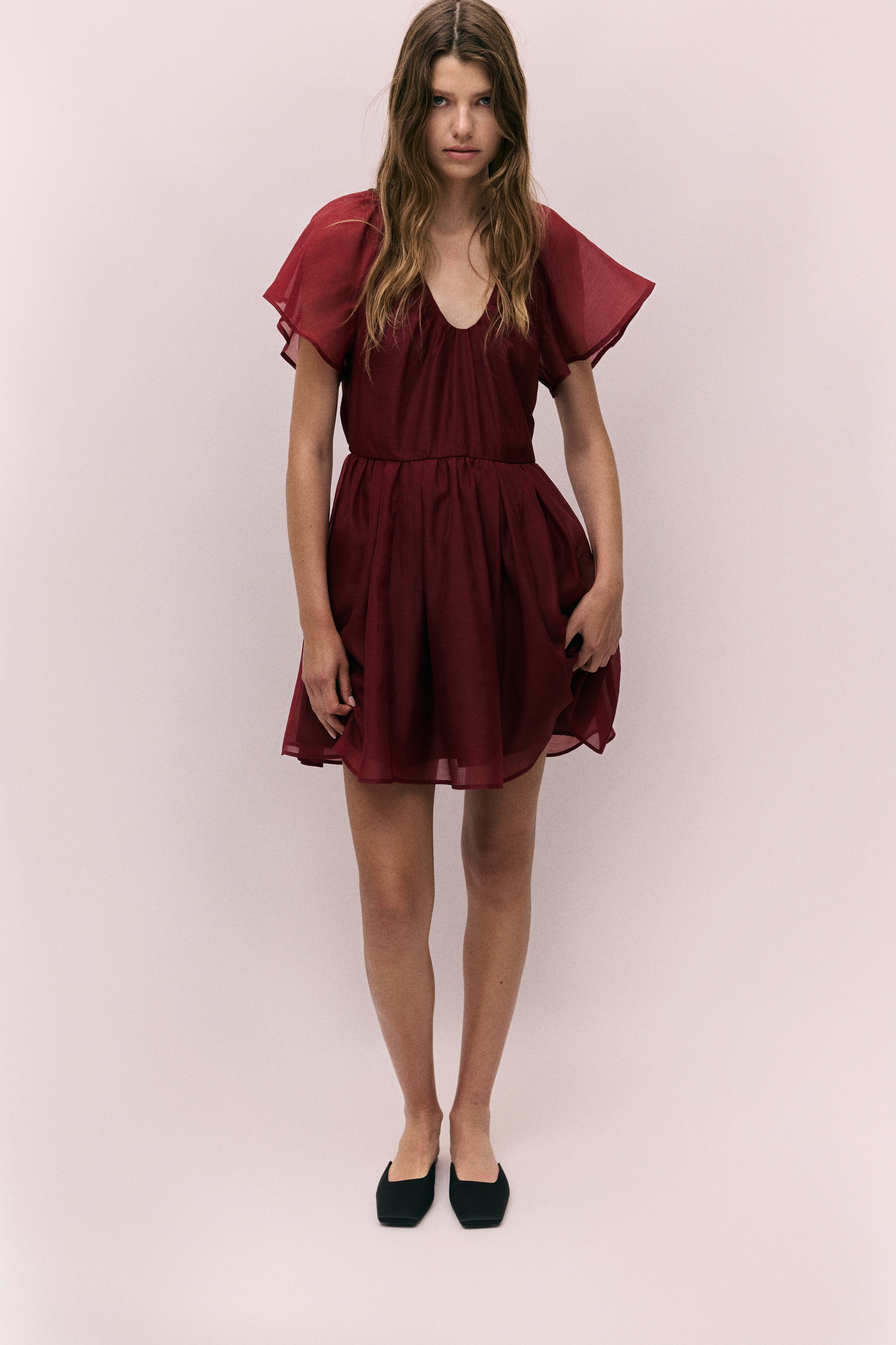 Butterfly-sleeved dress