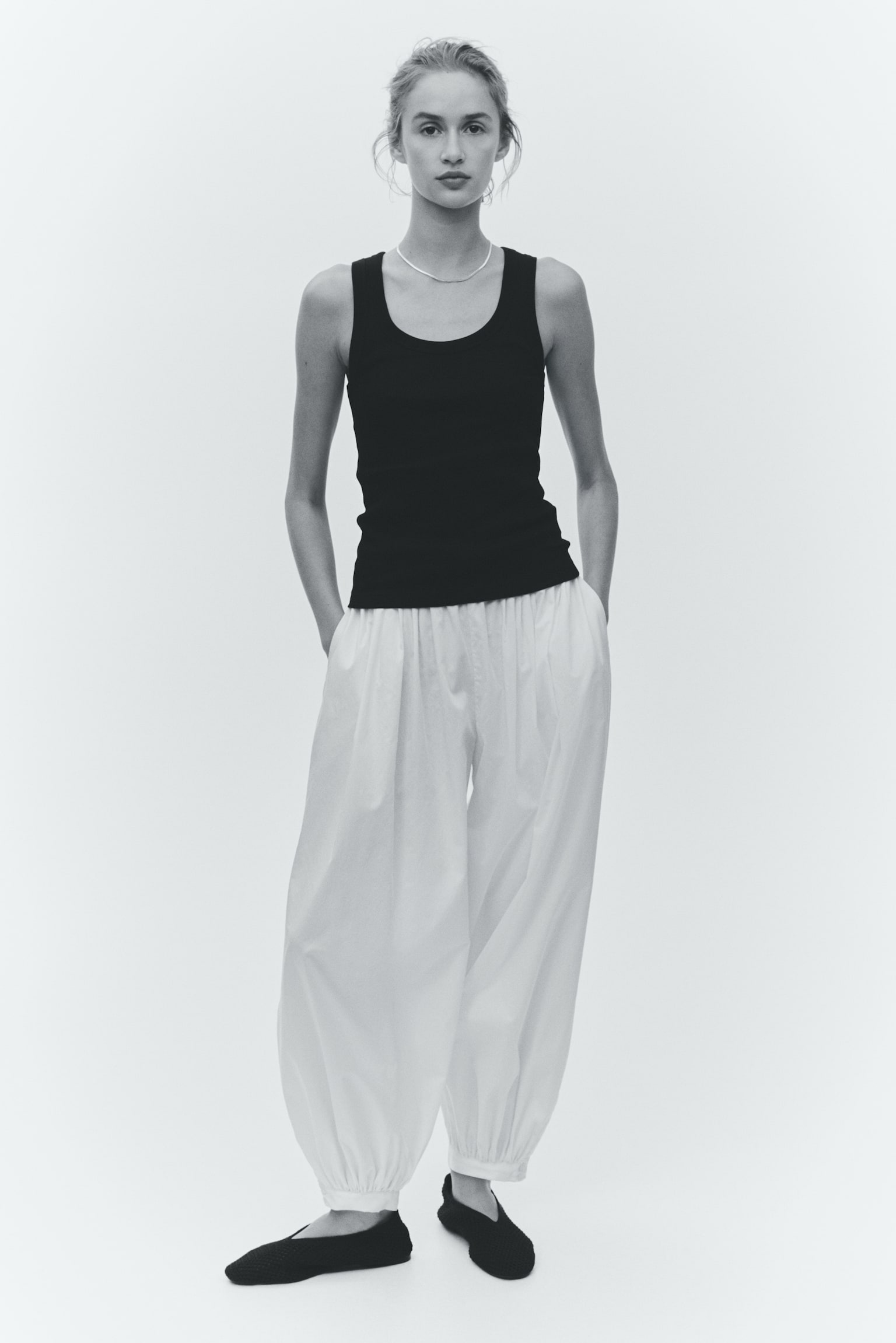 Ribbed vest top - שחור/כחול כהה/בז' בהיר מלאנז'/אפור מלאנז'/לבן/חום כהה - 1