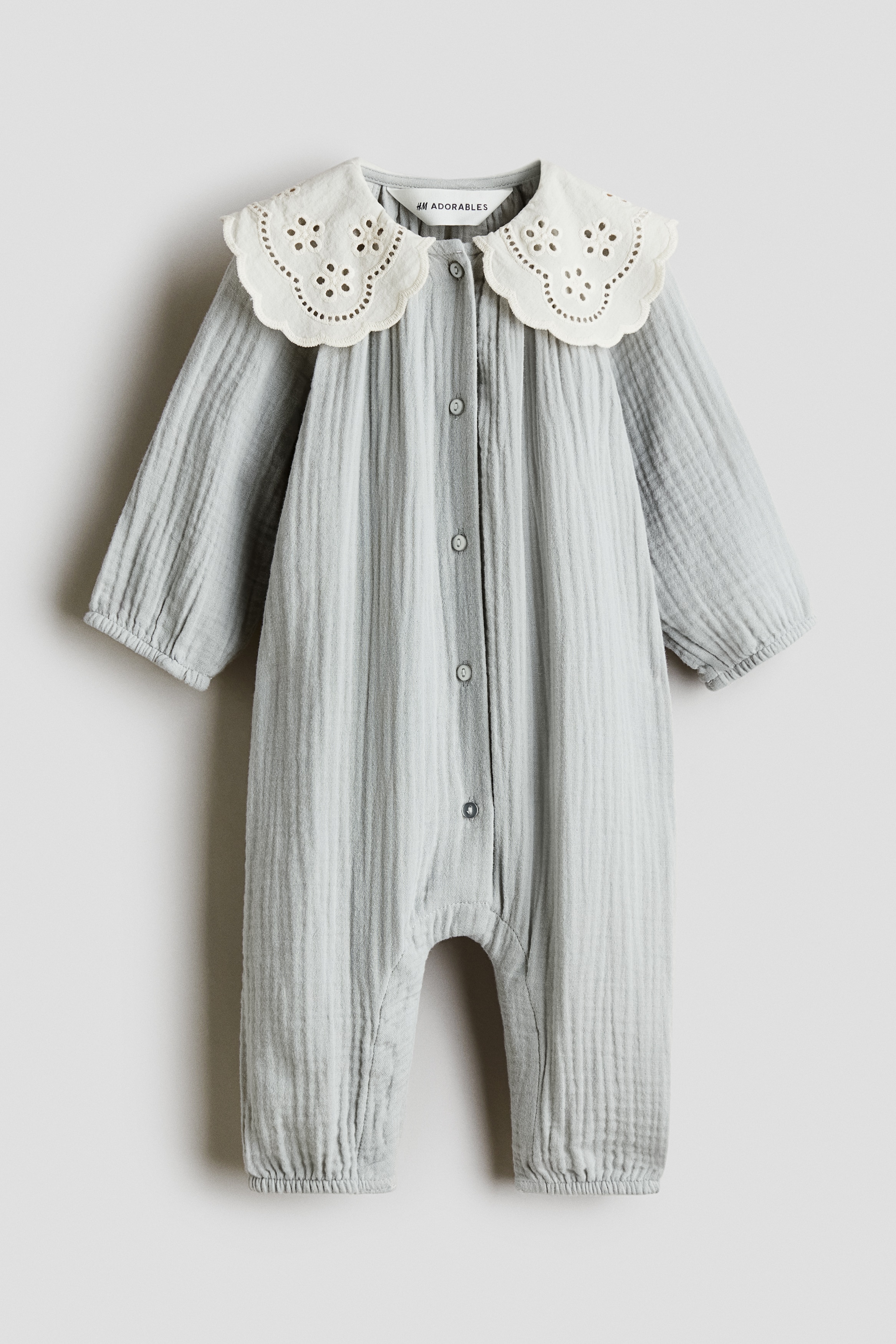 Heldragt i bomuldsmusselin - Salviegrøn/Lys rosa/Hvid