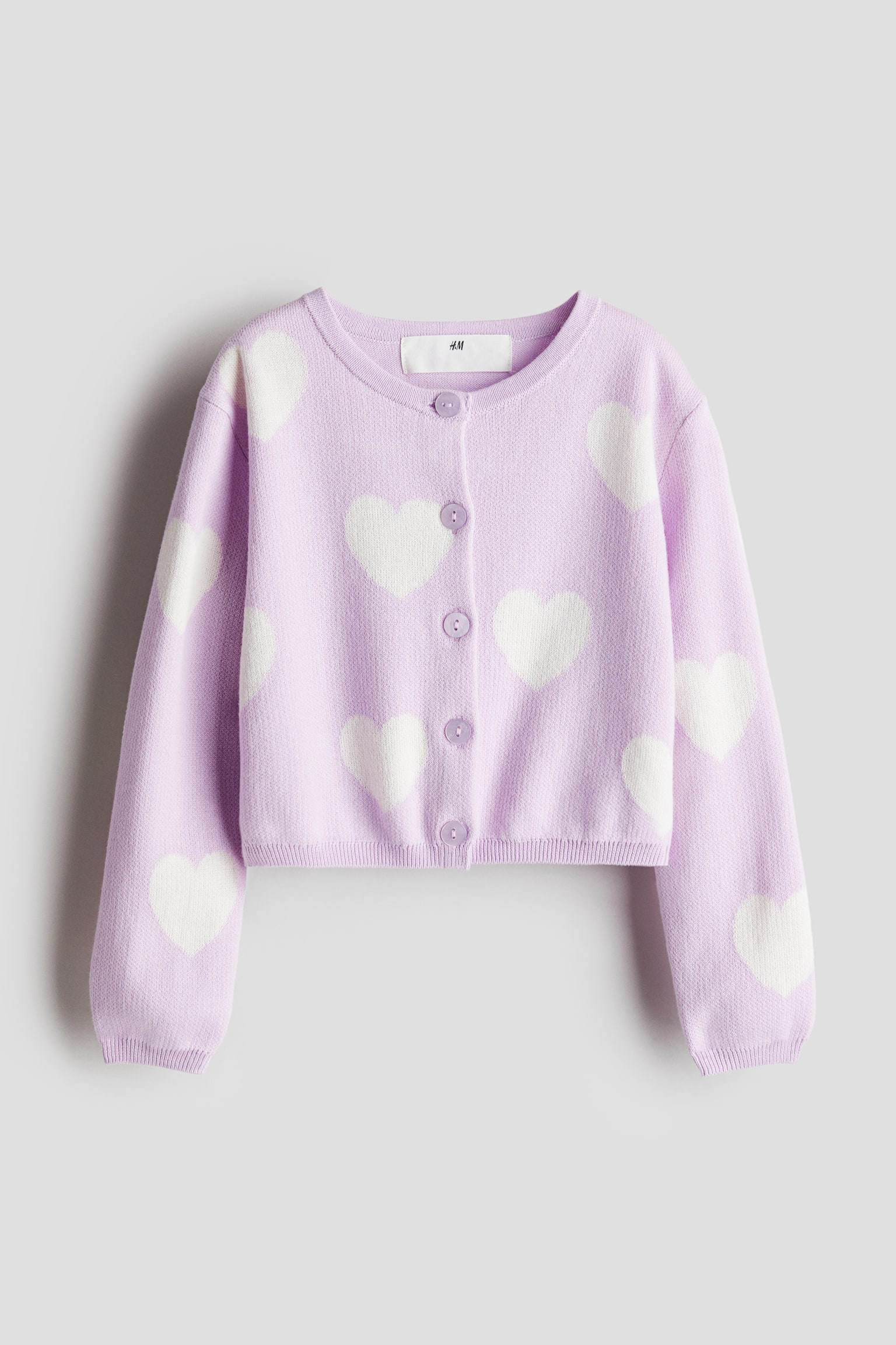 Cotton cardigan - Purple/Hearts/White/Black - 1