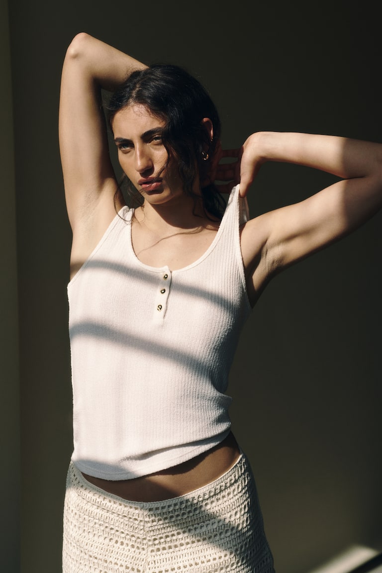 Myntra Paper Bag Shorts H&m Rib Knit Vest Top Buy H&M Rib-Knit