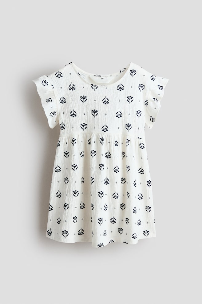 Flutter-Sleeved Cotton Dress - White/floral/White/blue floral/Light pink/striped - 1