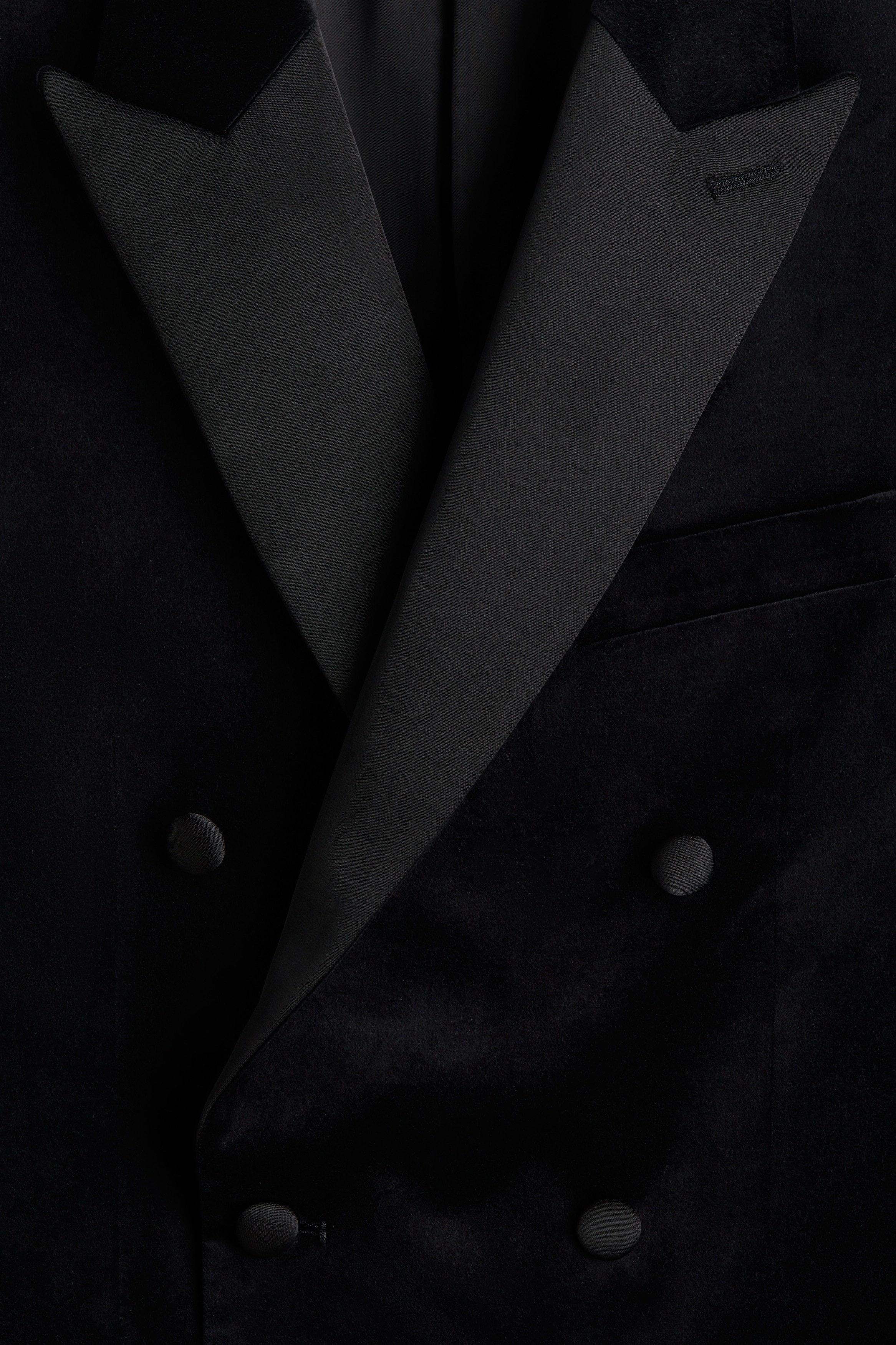 ベルベット ダブルブレストジャケット 黒 レギュラーフィット ベルベットダブルブレストジャケット