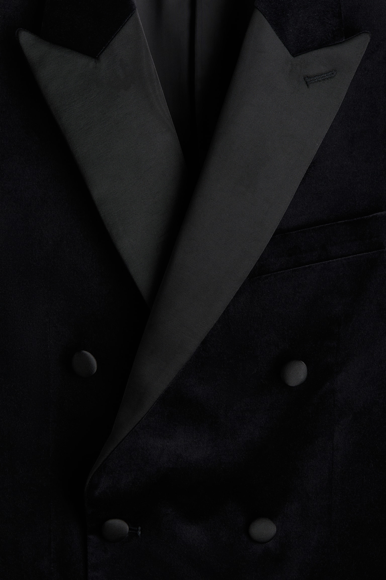 Мужская куртка H&M Regular-Fit Double-Breasted Velvet, цвет: Чёрный — фото 6