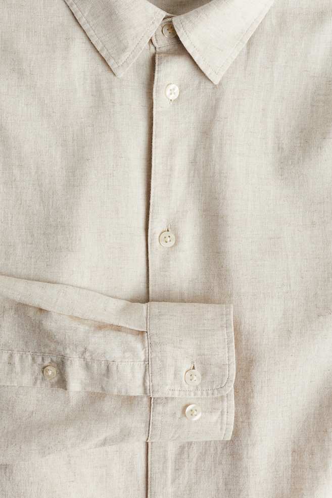 Skjorta i linmix Regular Fit - Beige/Vit/Marinblå/Salviagrön/dc/dc - 4
