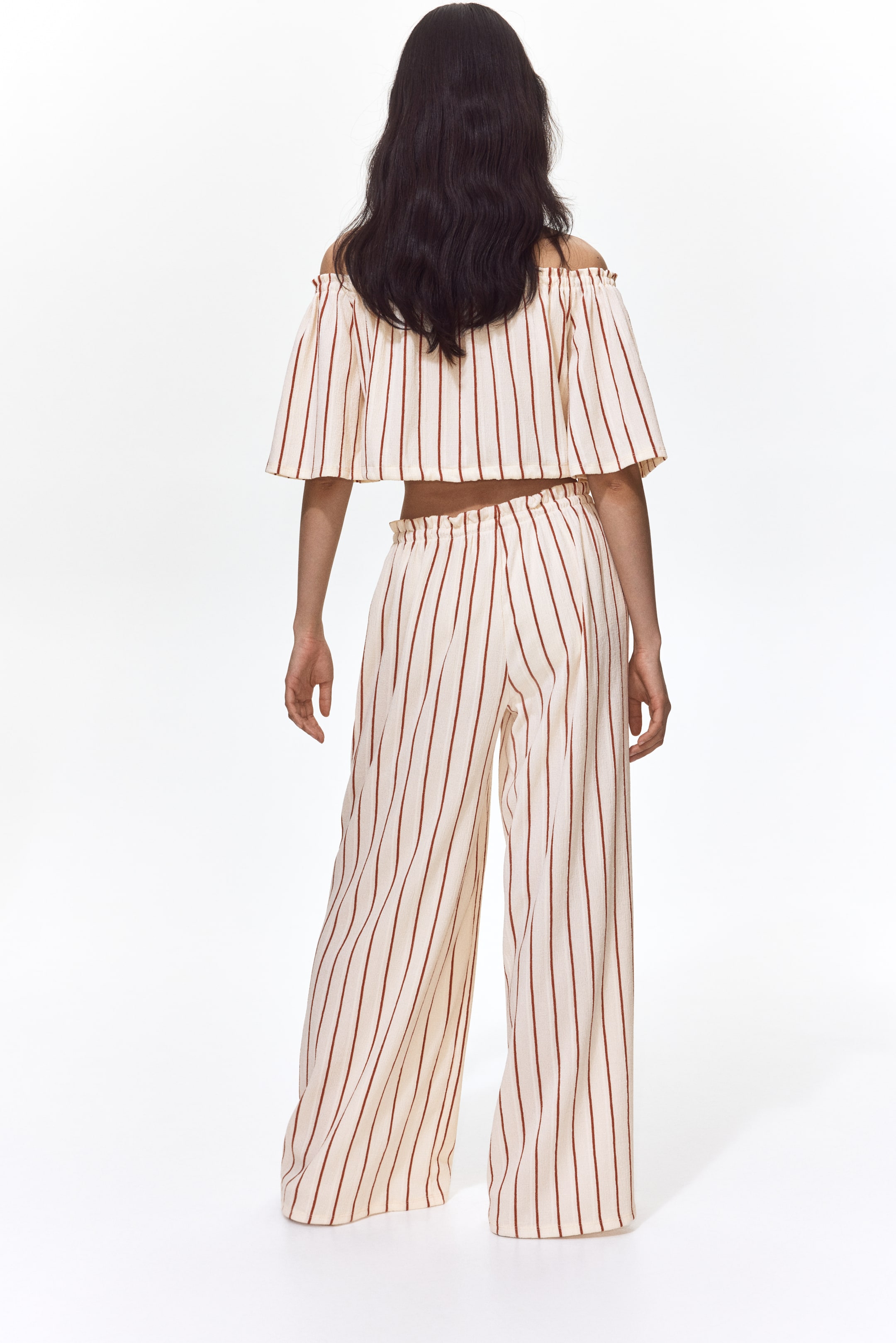 Pantalon froissé à taille froncée
