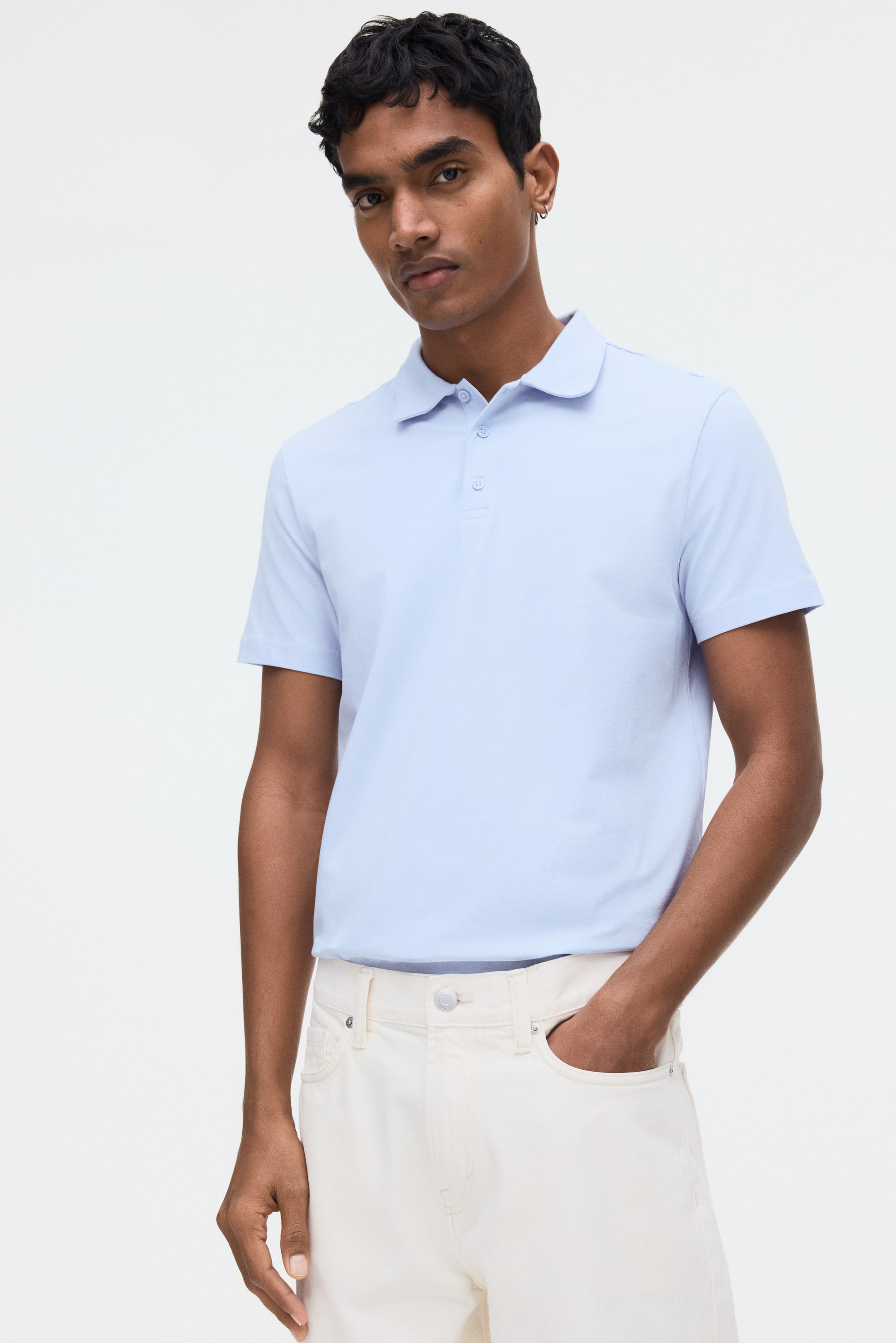 View larger image: Slim-Fit Polo Shirt  - Light blue - Men | H&M US 1