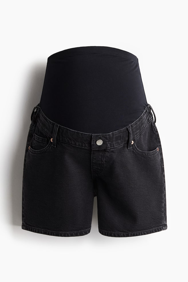 MAMA Denim short - Donkergrijs/Wit - 1