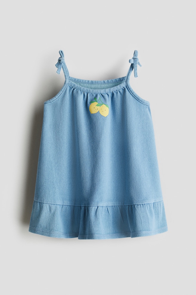 Print-Detail Denim Dress - Denim blue/lemons - 1