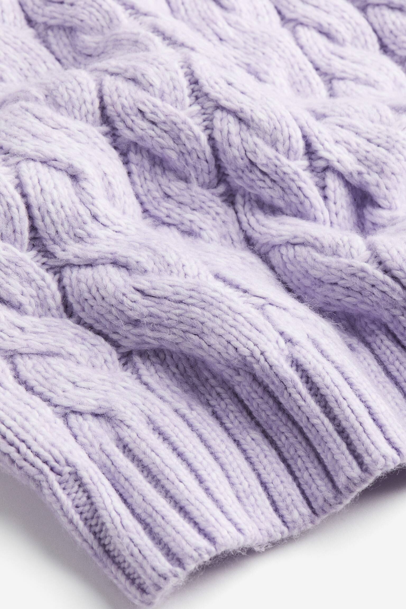 Cable Knit High Neck Sweater - Light purple/Black - 2