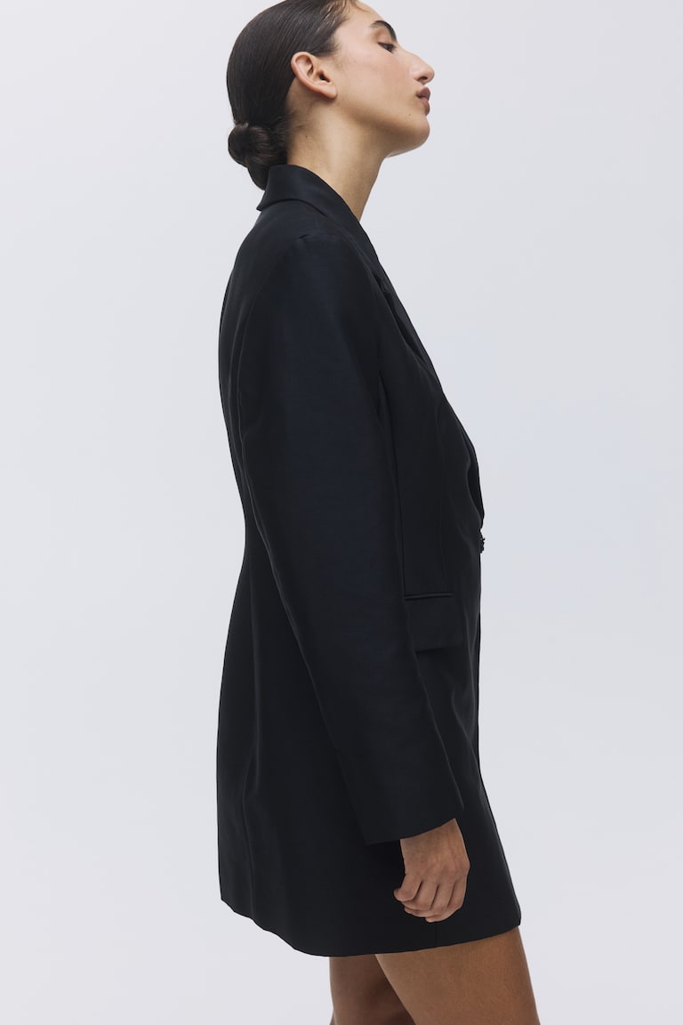 Ladies - Black Double-Breasted Jacket Dress - Size: XXL - H&M