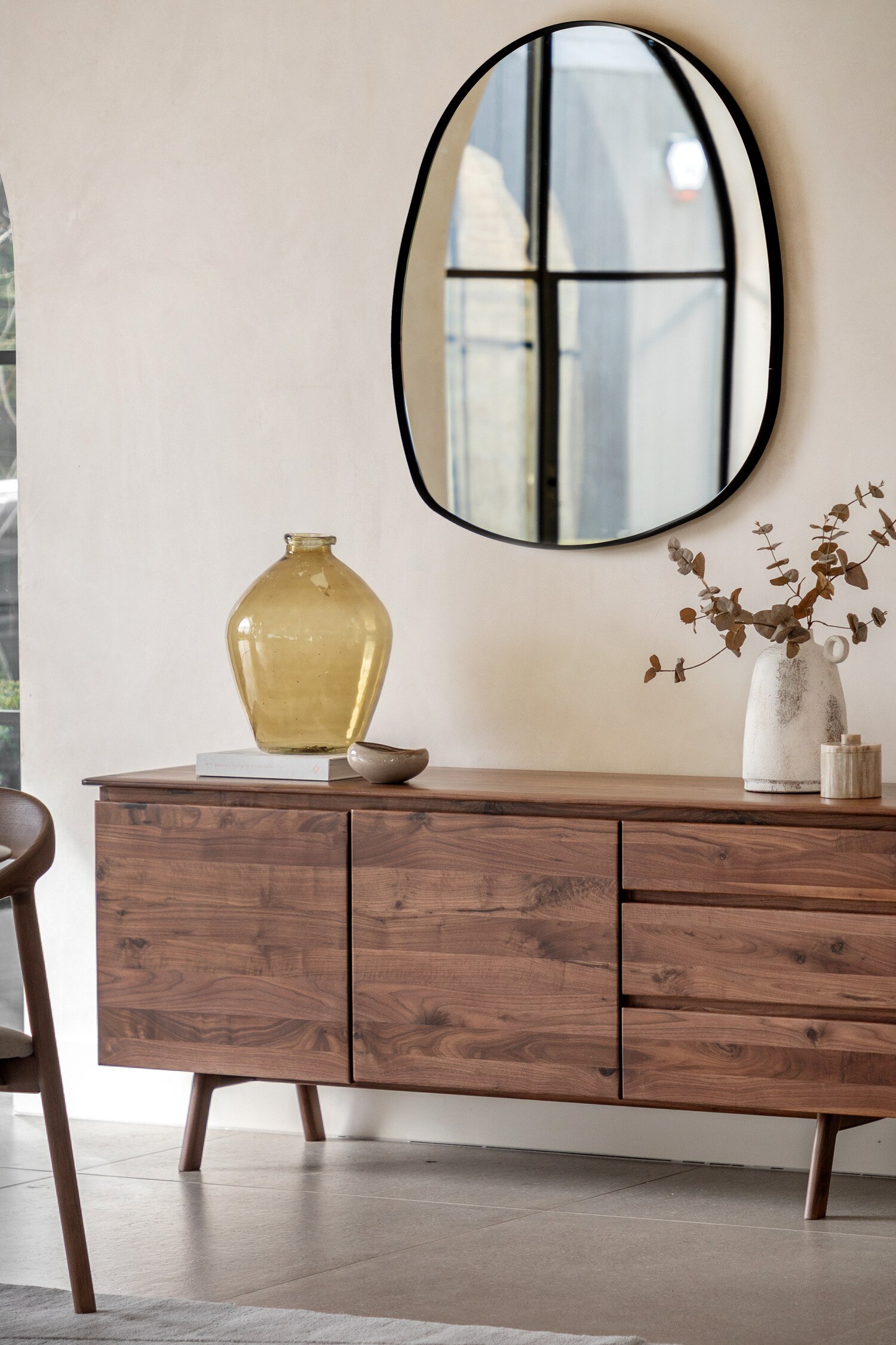 Wooden 2 Door Sideboard With 3 Drawers - Dark Wood