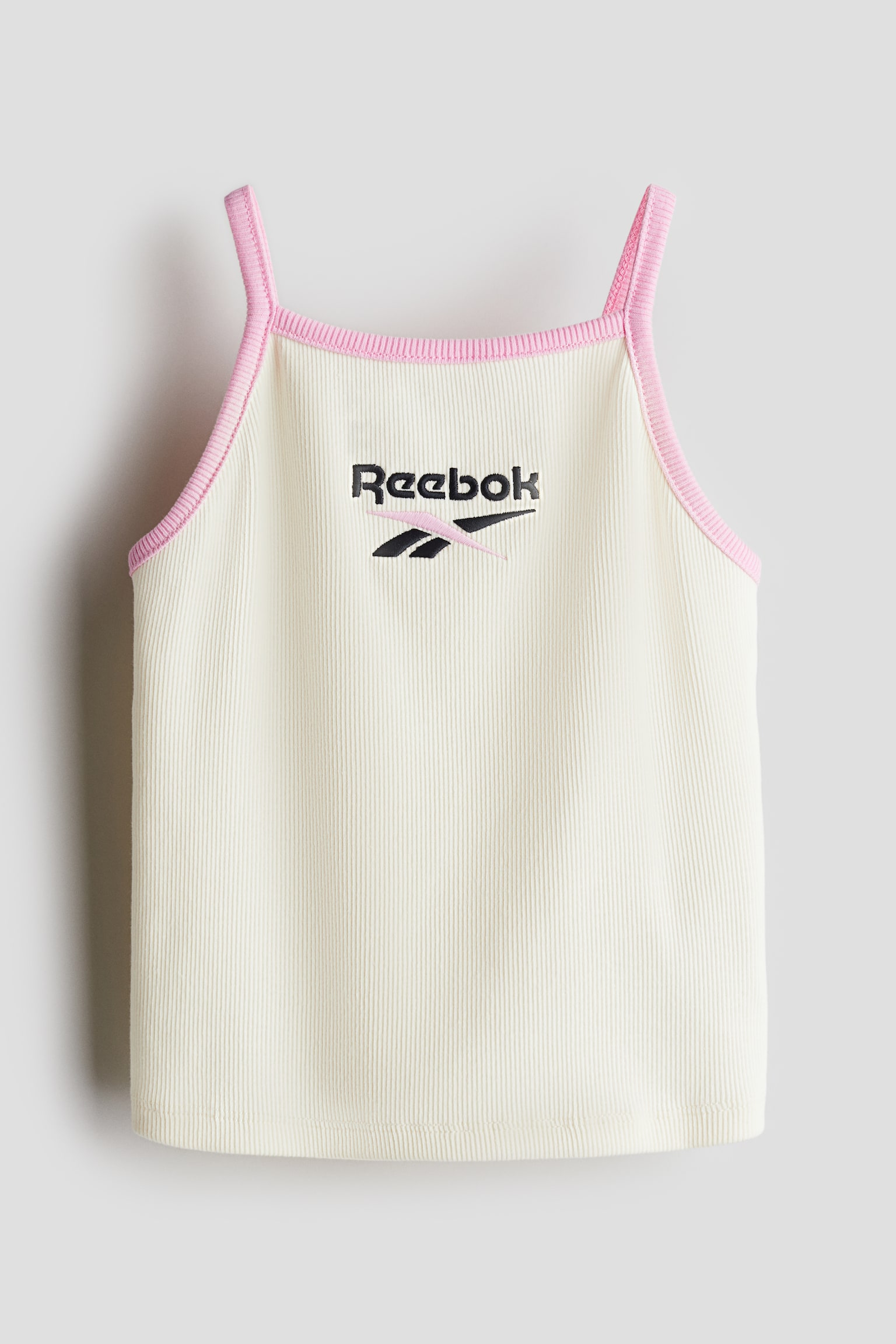 Embroidered-motif ribbed strappy top - White/Reebok - 1