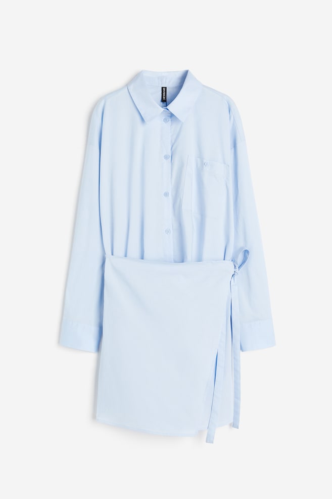 Robe chemise avec jupe croisée - Bleu clair/Bleu clair/rayé - 2