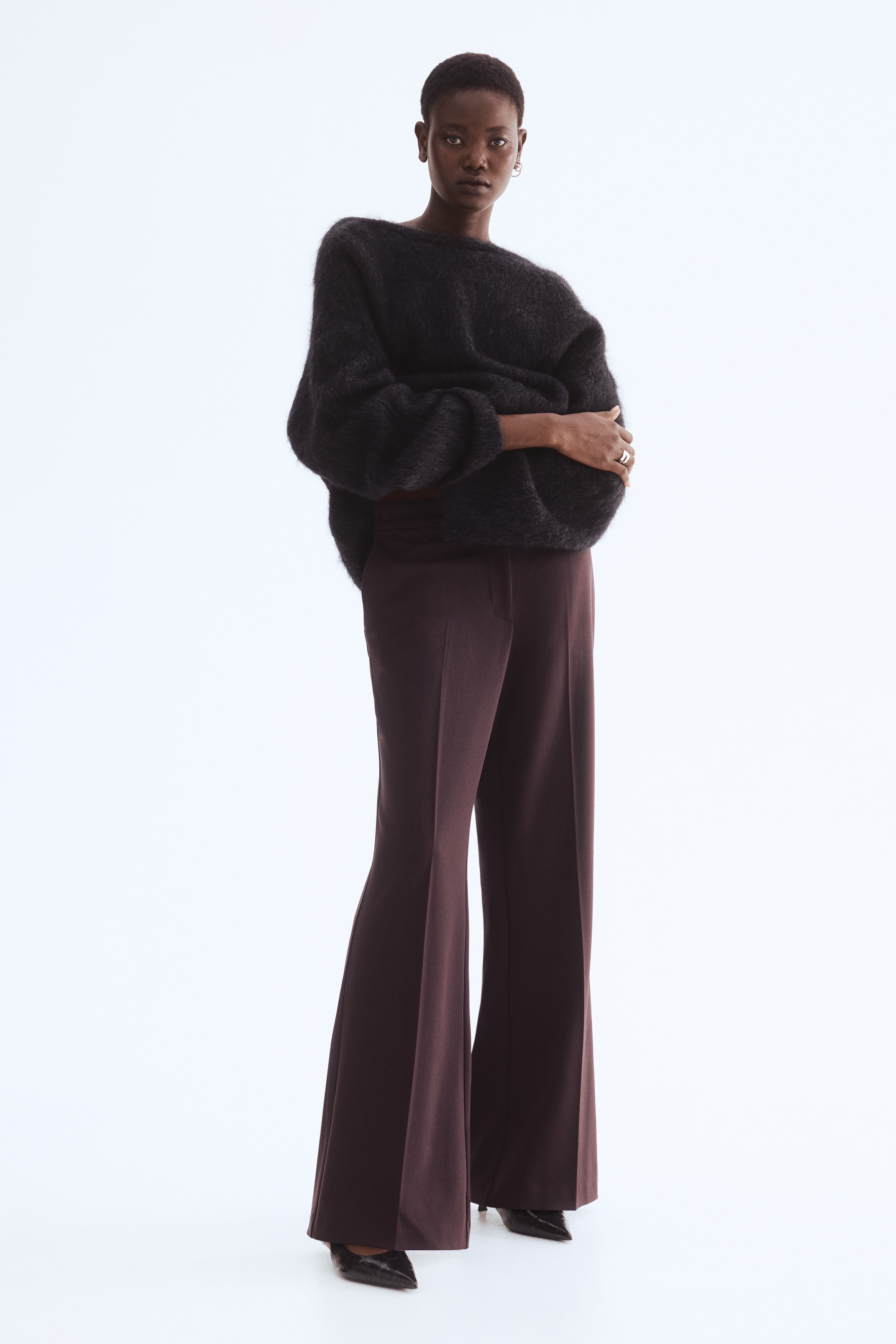 H & M - テーラードフレアパンツ - ブラウン