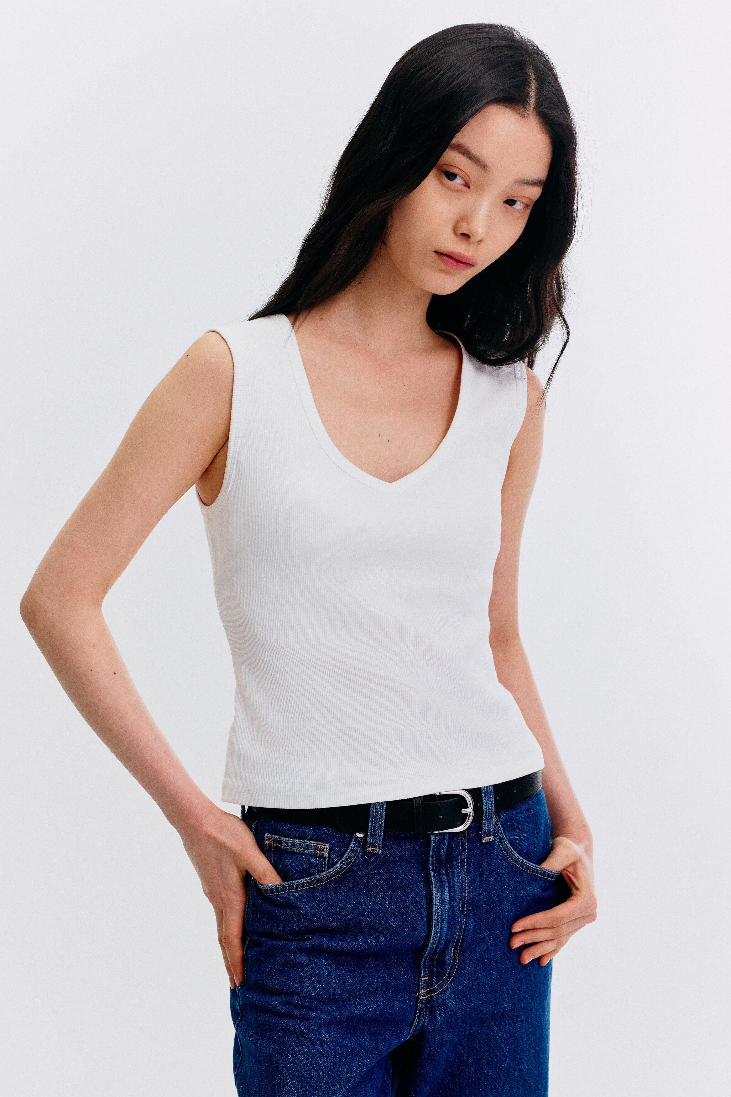 インテグラルブラ コットンタンクトップ - ホワイト - レディース | H&M JP