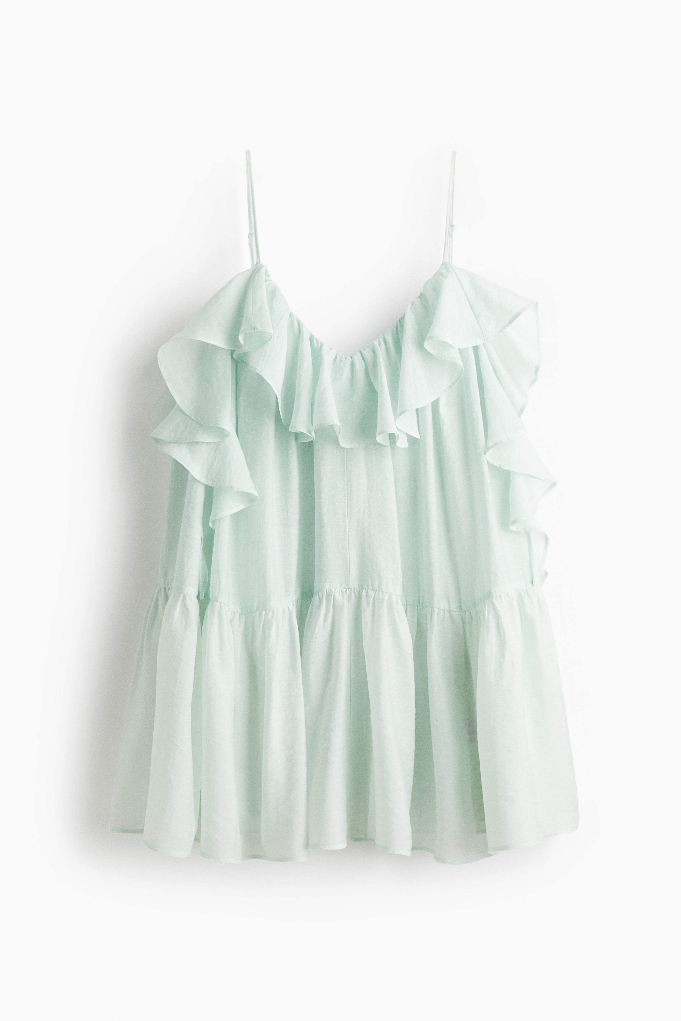 Volantkleid aus Organza - Helles Mintgrün