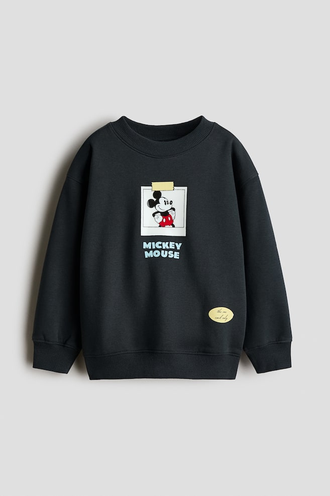 Sweatshirt with Printed Motif - Dark gray/Mickey Mouse/Red/Cars/Brown/Jurassic World/Dark gray/Sonic the Hedgehog/Cream/Snoopy/Navy blue/Super Mario/Cream/Super Mario/Navy blue/Mickey Mouse - 1