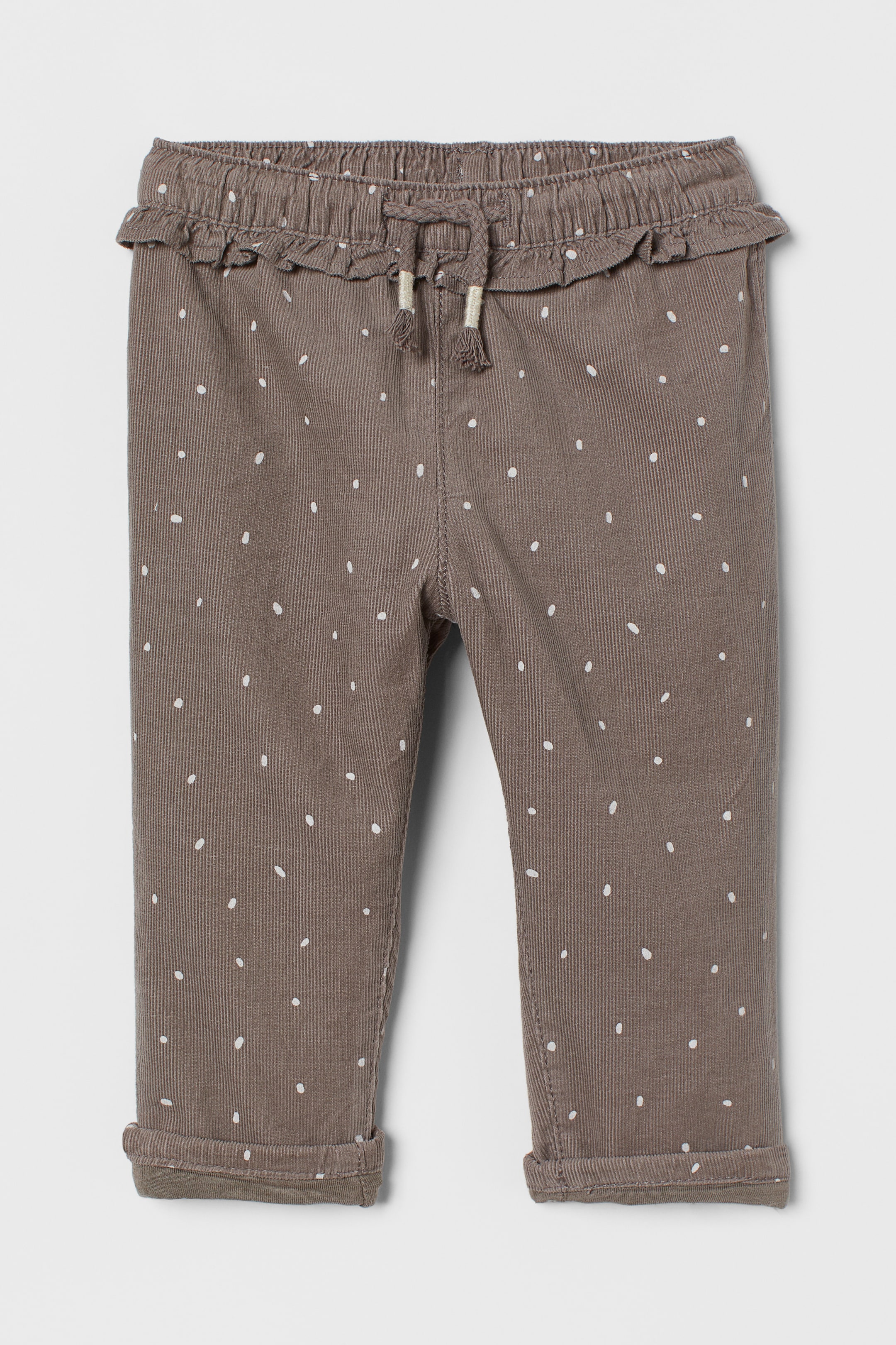 View larger image: Lined corduroy trousers - Dark greige/Spotted - Kids | H&M IE 1