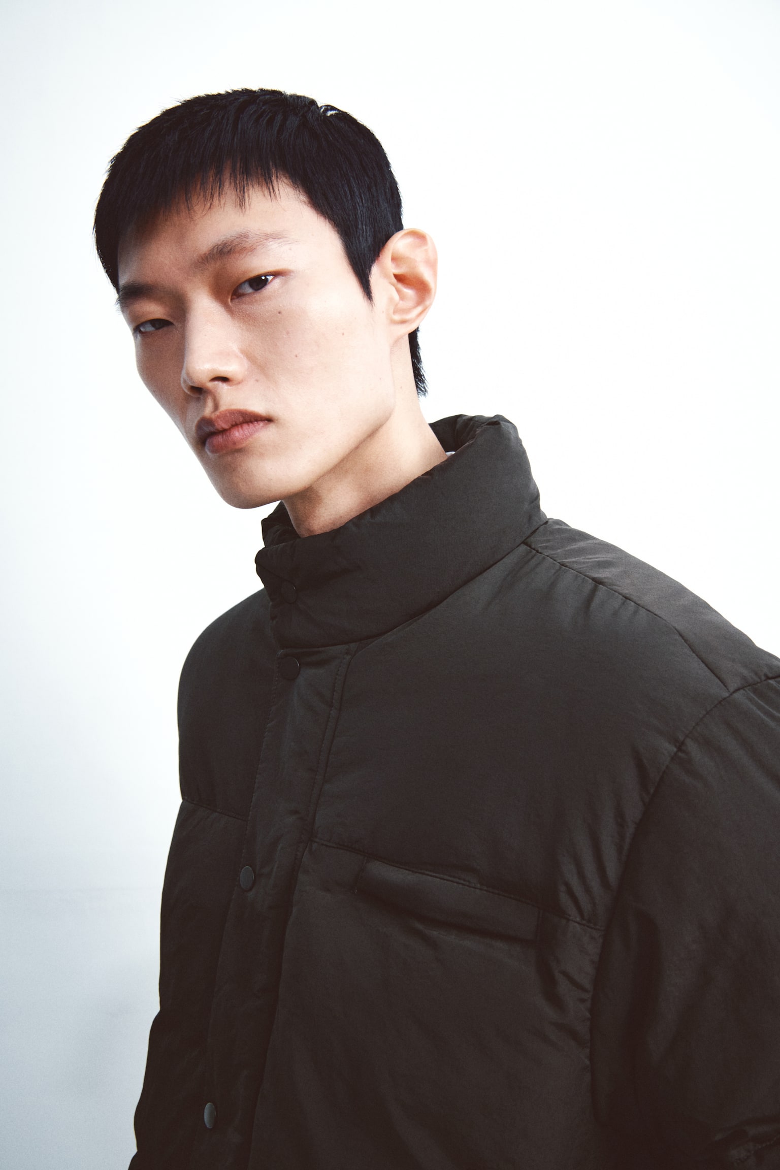 ナイロンパファージャケット - ダークブラウン/カーキグリーン - 6