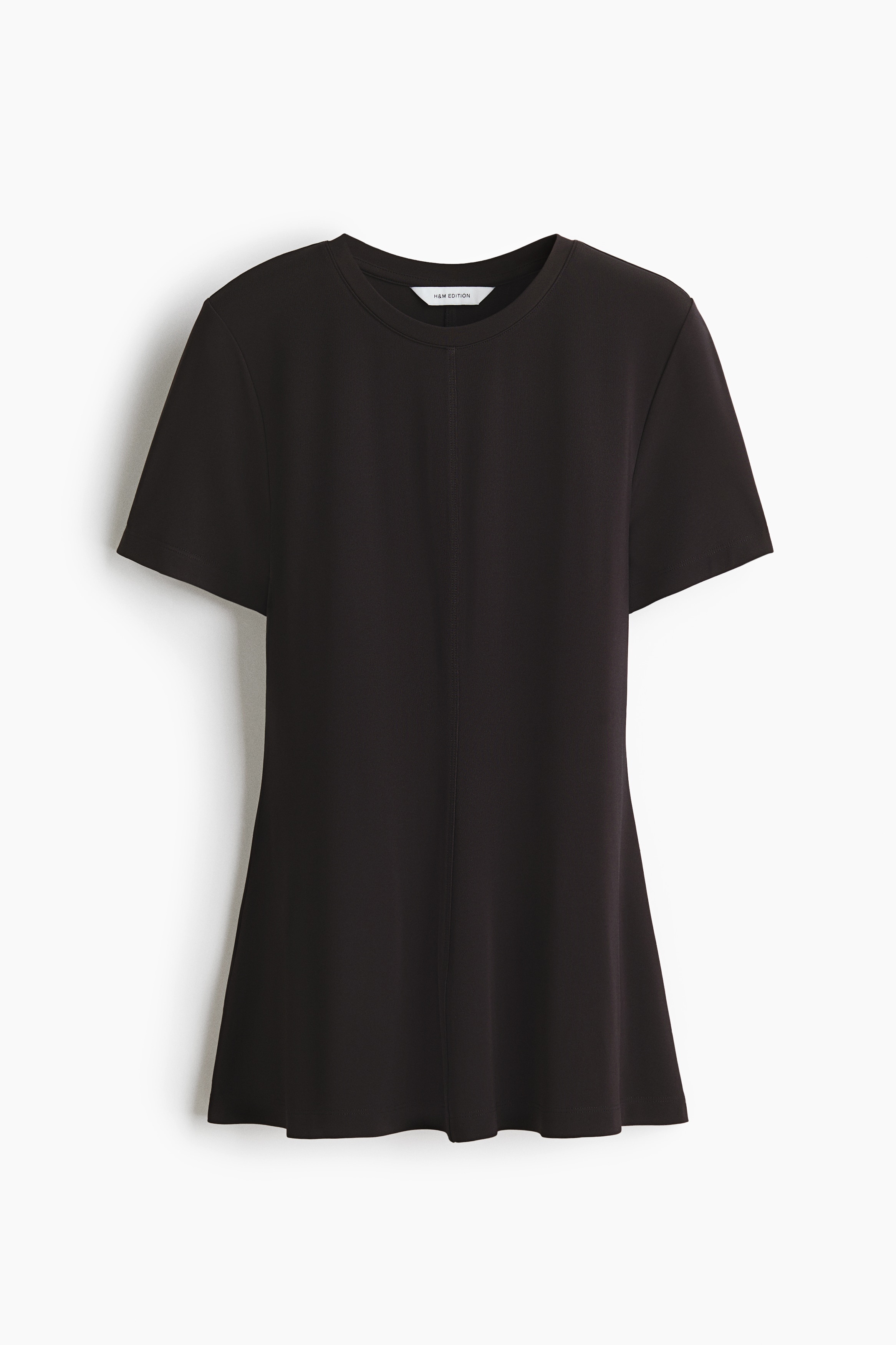 Peplumtop van interlocktricot - Zwart/Helderrood