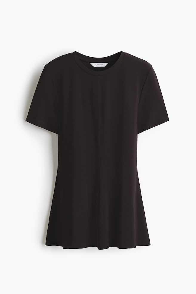 Peplumshirt aus Interlockjersey - Schwarz/Knallrot - 1