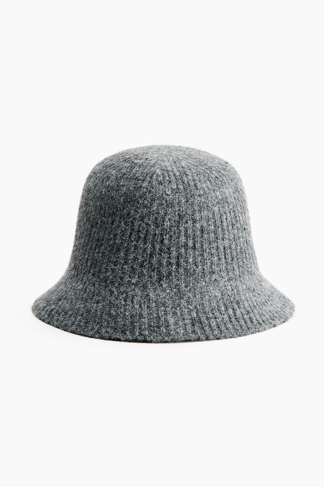 Rib-knit bucket hat - Grey marl - 1
