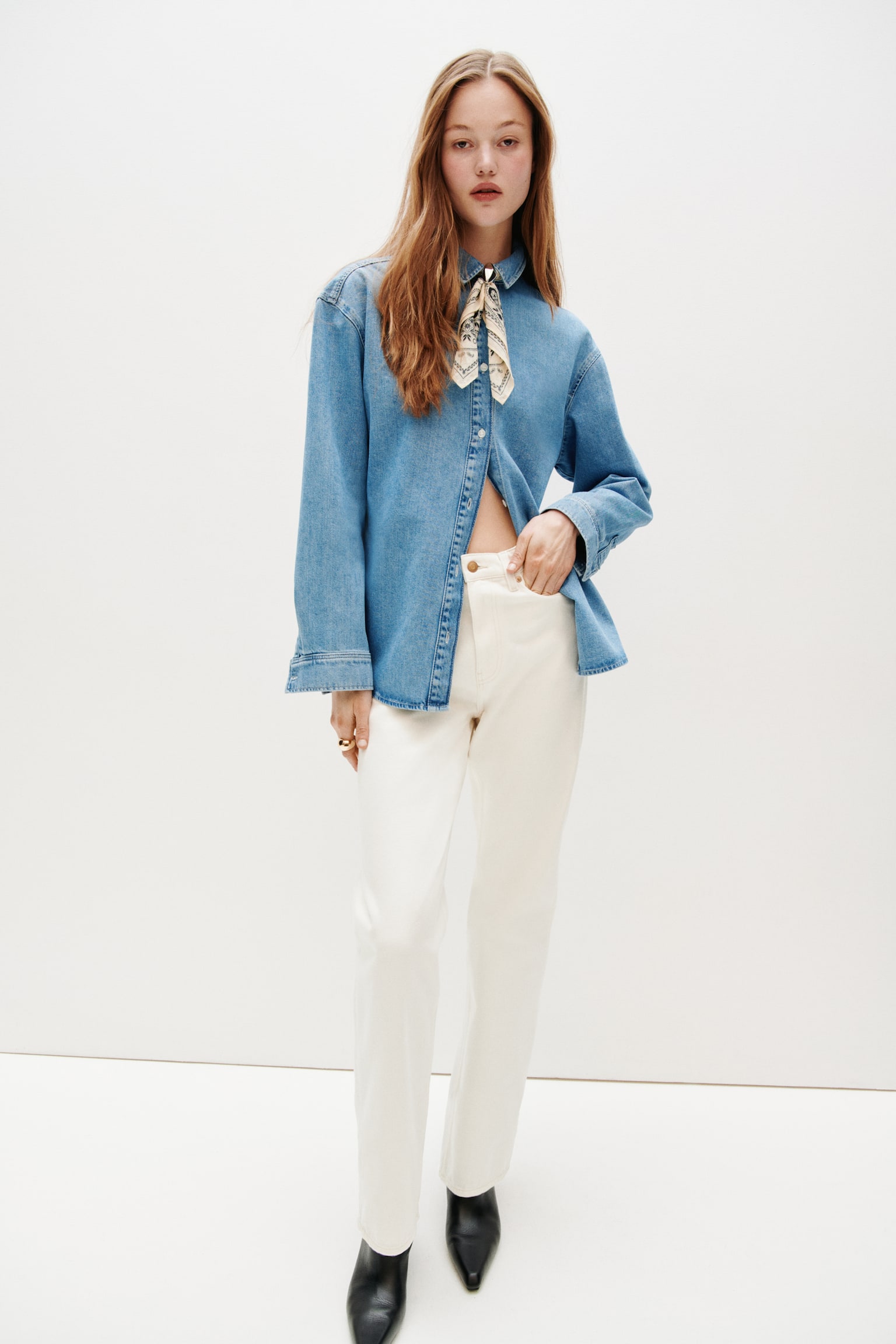 Oversized denim shirt - Denim blue/Denim blue - 5