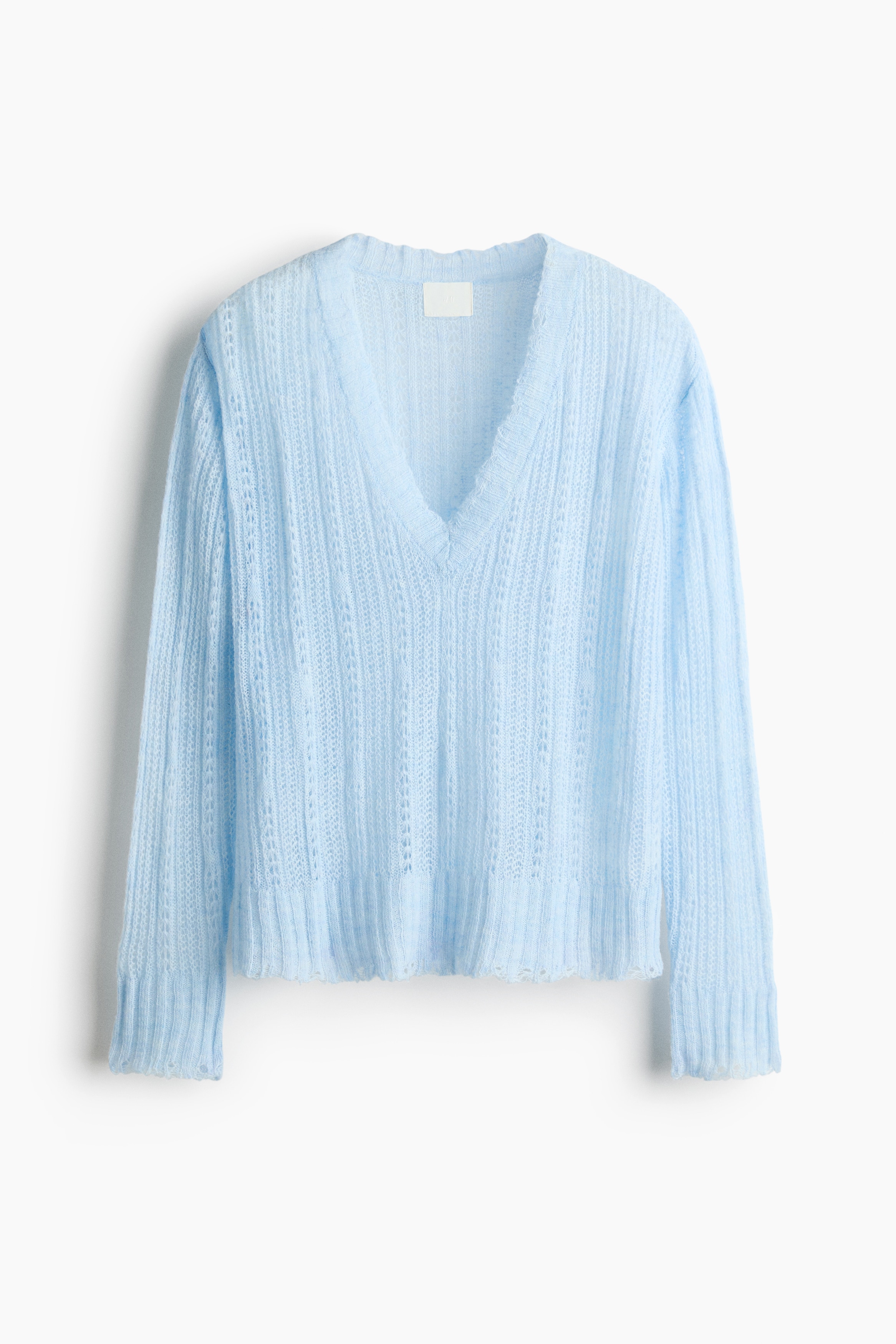 ポインテルニットVネックセーター - Light blue/Cream
