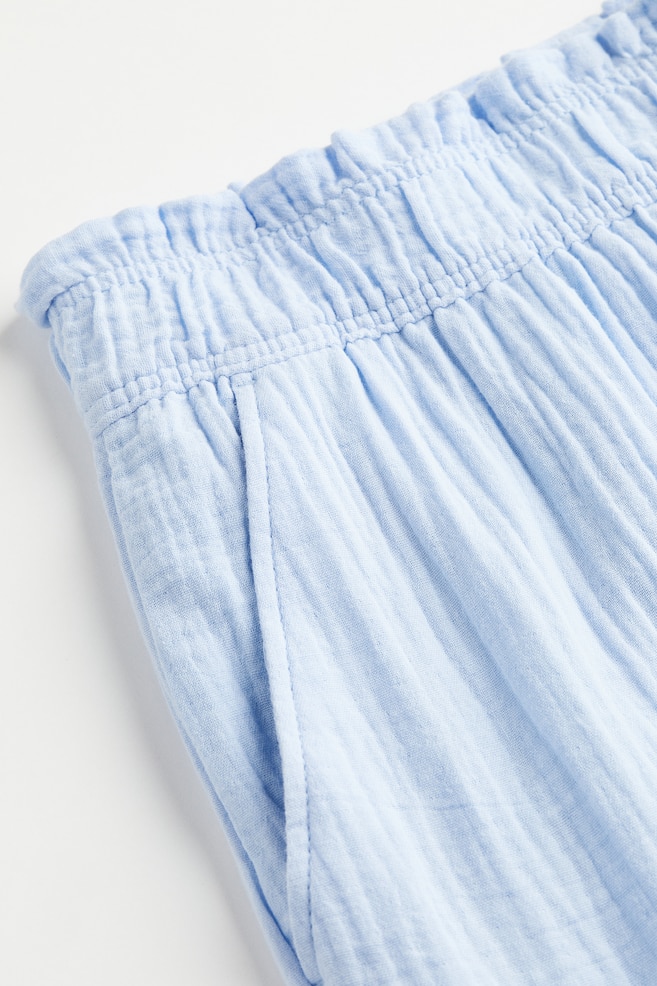 Crinkled cotton shorts - Light blue/Black/Blue/Palm trees/Dark mole - 3