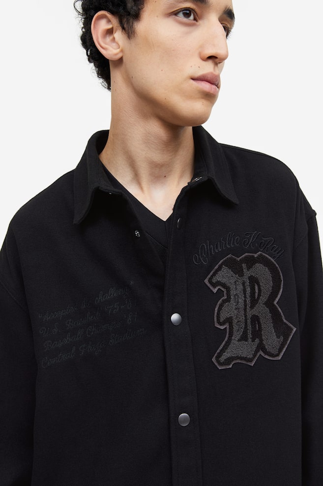 Oversized Fit Overshirt - Black/Beige/Checked - 6