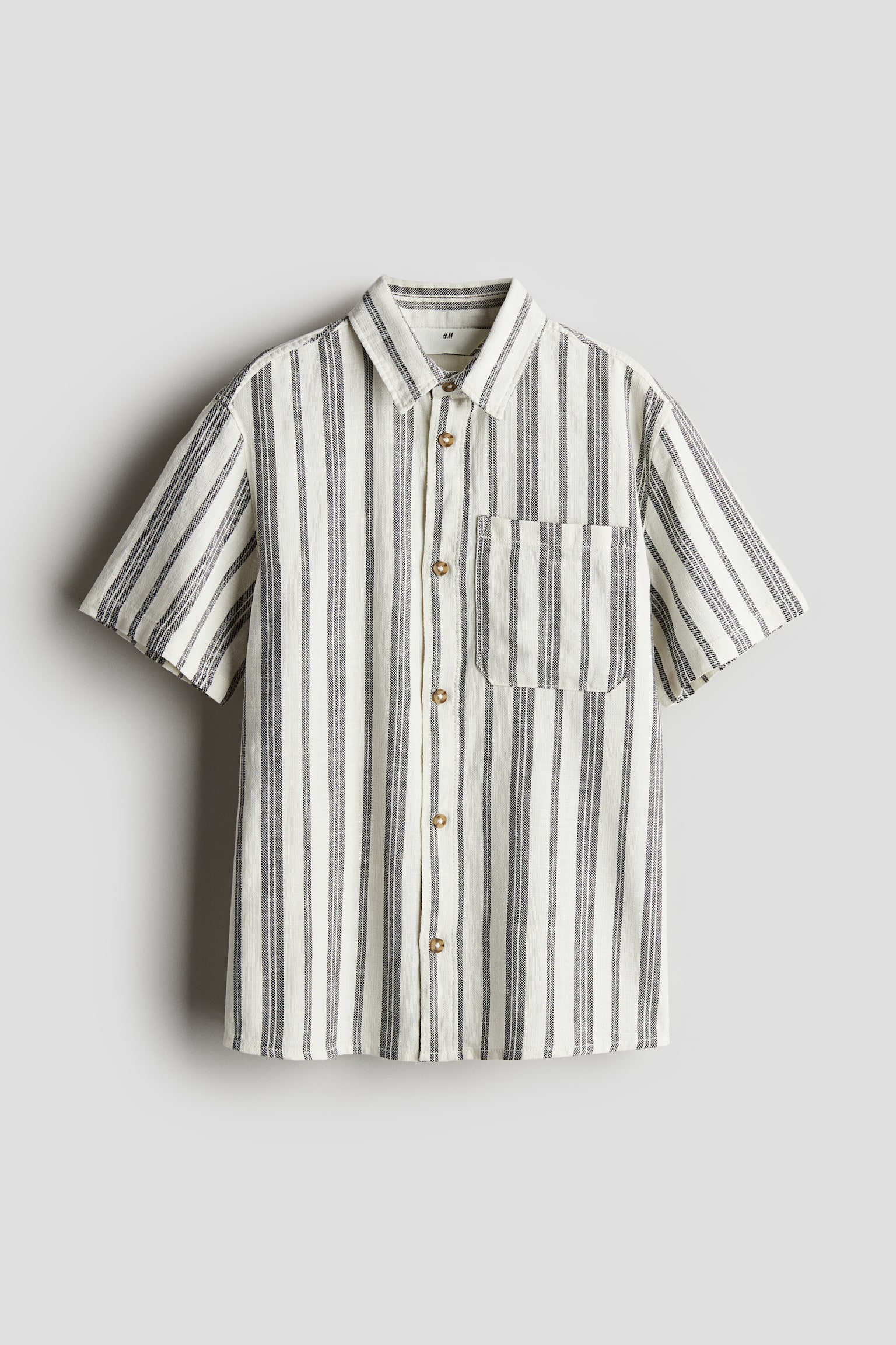 Short Sleeve Cotton Shirt - White/Stripe - 1