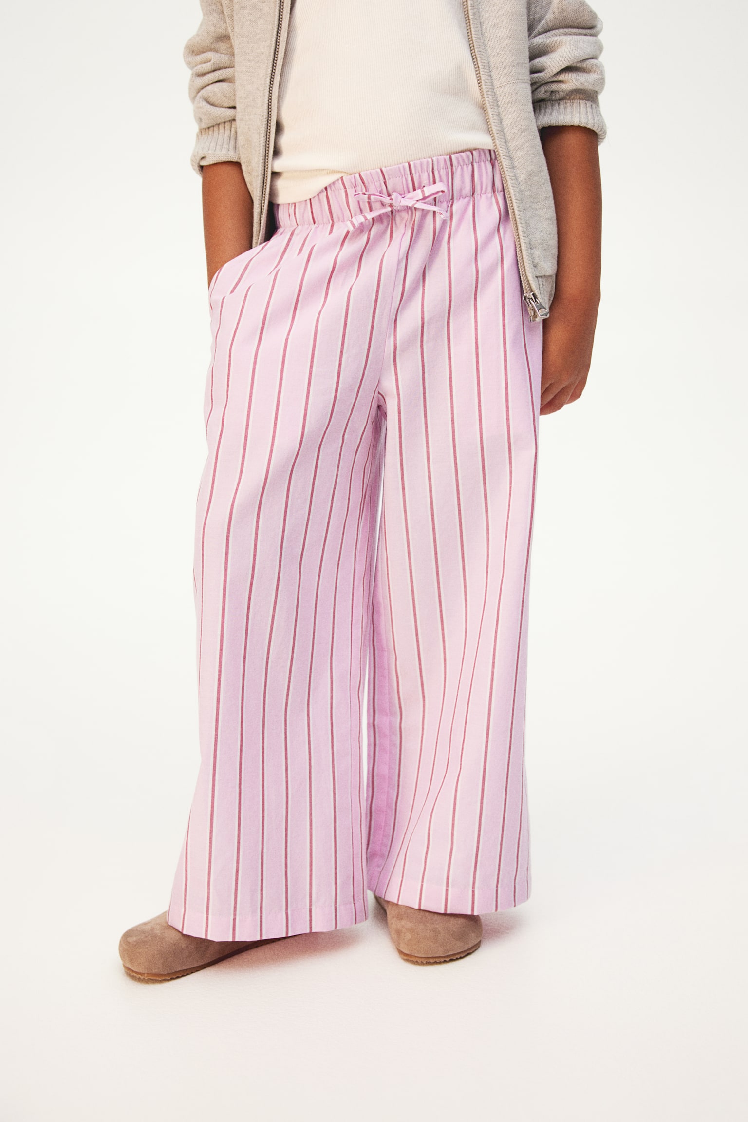 Wide poplin pull-on trousers - Purple/Striped/Light blue/Striped/Blue/Checked - 3