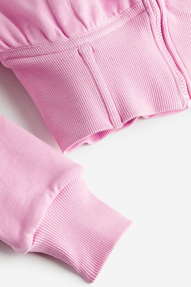 Cropped zip-through hoodie - Light pink/Black - 6