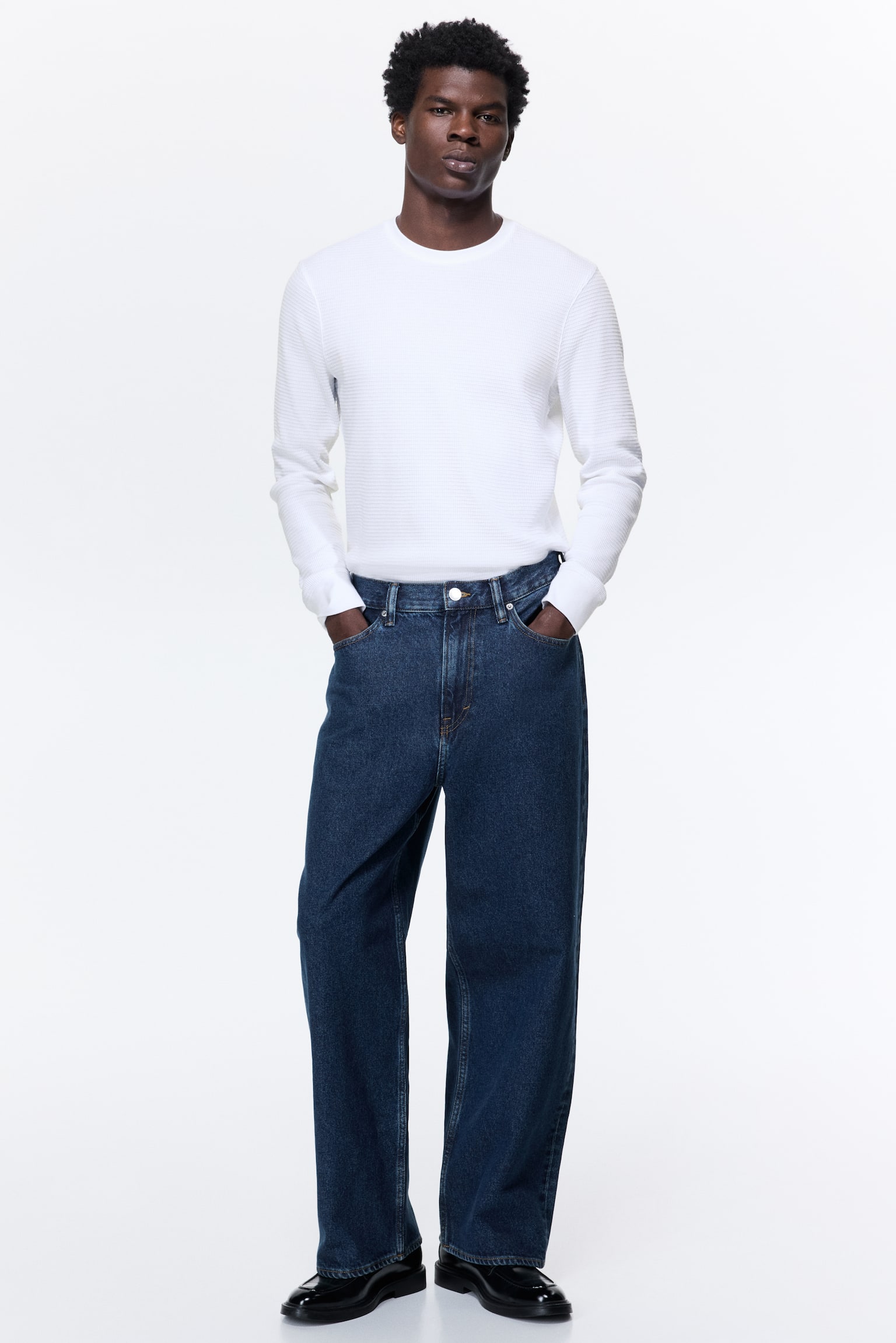 חולצת ג‘רזי ופל Slim Fit - לבן/בז'/אפור בהיר/שחור - 5