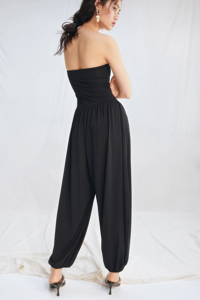 Balloon-Leg Bandeau Jumpsuit-Black - 6