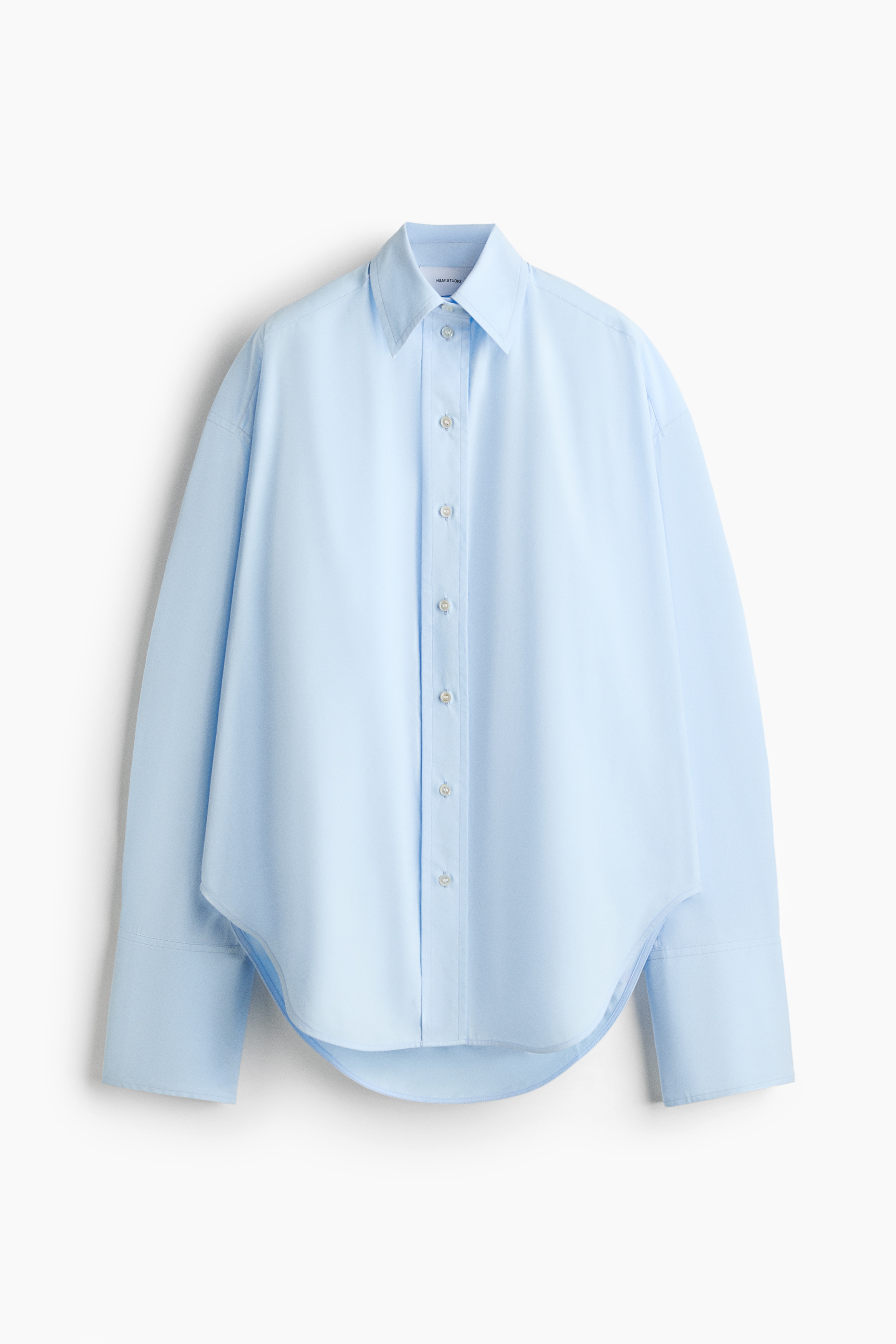 Camisa oversize em algodão - Azul claro/Branco/Preto