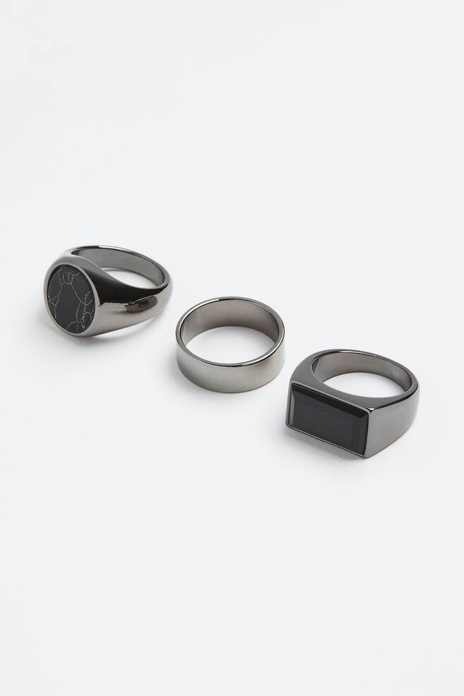 3-pack rings - Steel black - 1