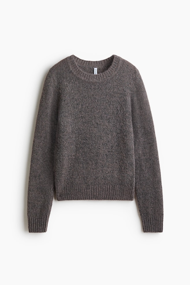 Fitted Sweater - Dark taupe/Light turquoise/Cream - 1