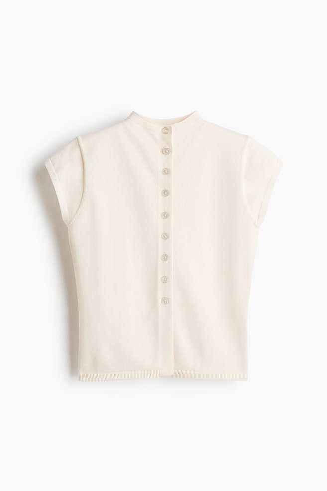 Top in misto viscosa - Crema/Nero - 1