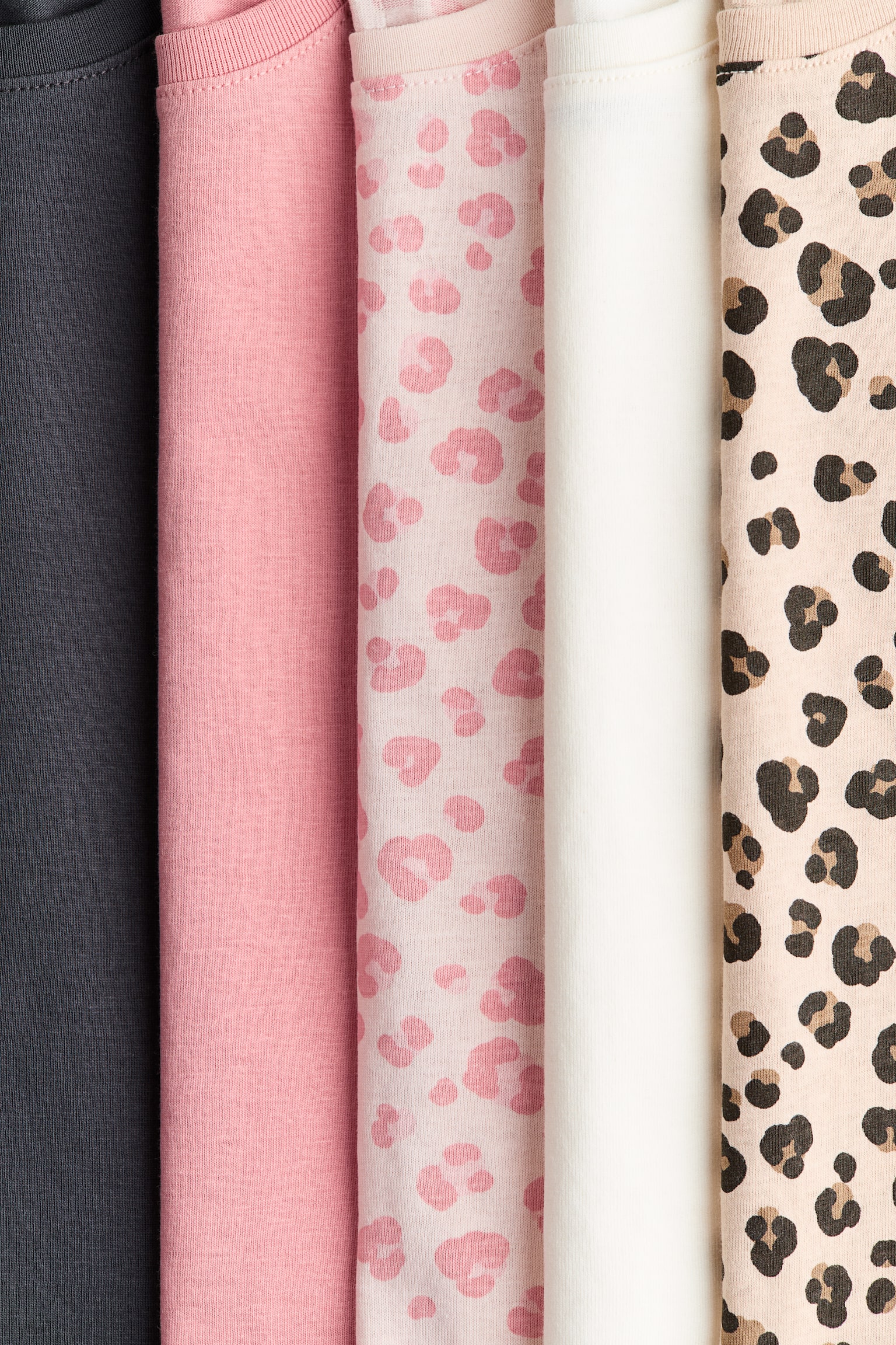 5-pack T-shirts - Dark grey/Leopard print/Light pink/Light green/Yellow/Light pink/Cherries/Pink/White/Beige/White/Polka dot/Light purple/Light green/Purple/Beige/Green/Light pink/Hearts - 2
