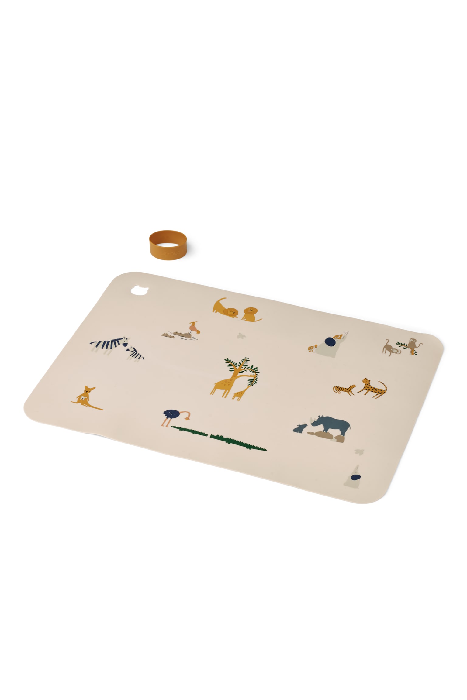 Printed silicon place mat - Light beige/Animals - 1