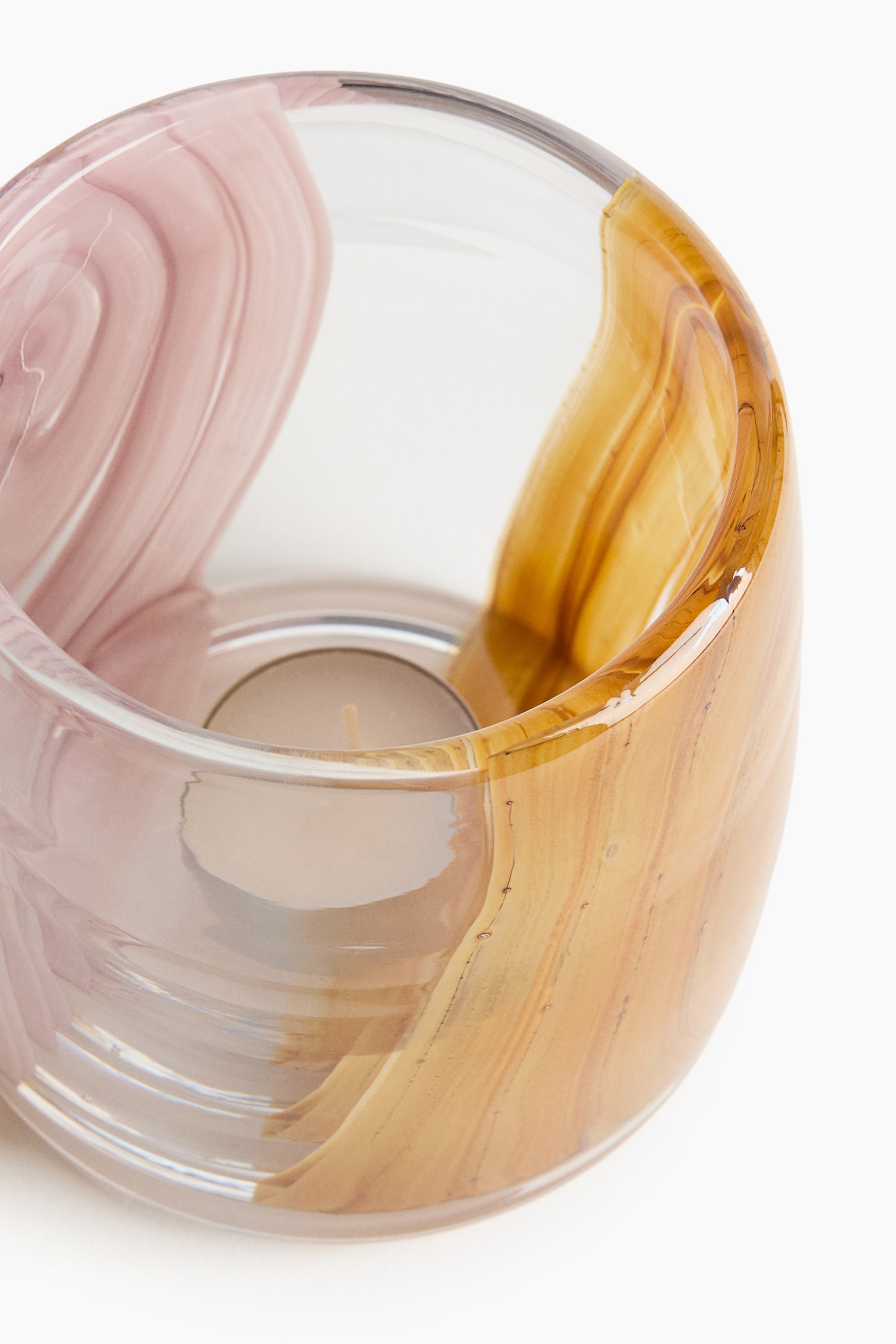 עששית זכוכית קטנה לנר - ורוד בהיר/צהוב/חום/שקוף - 3