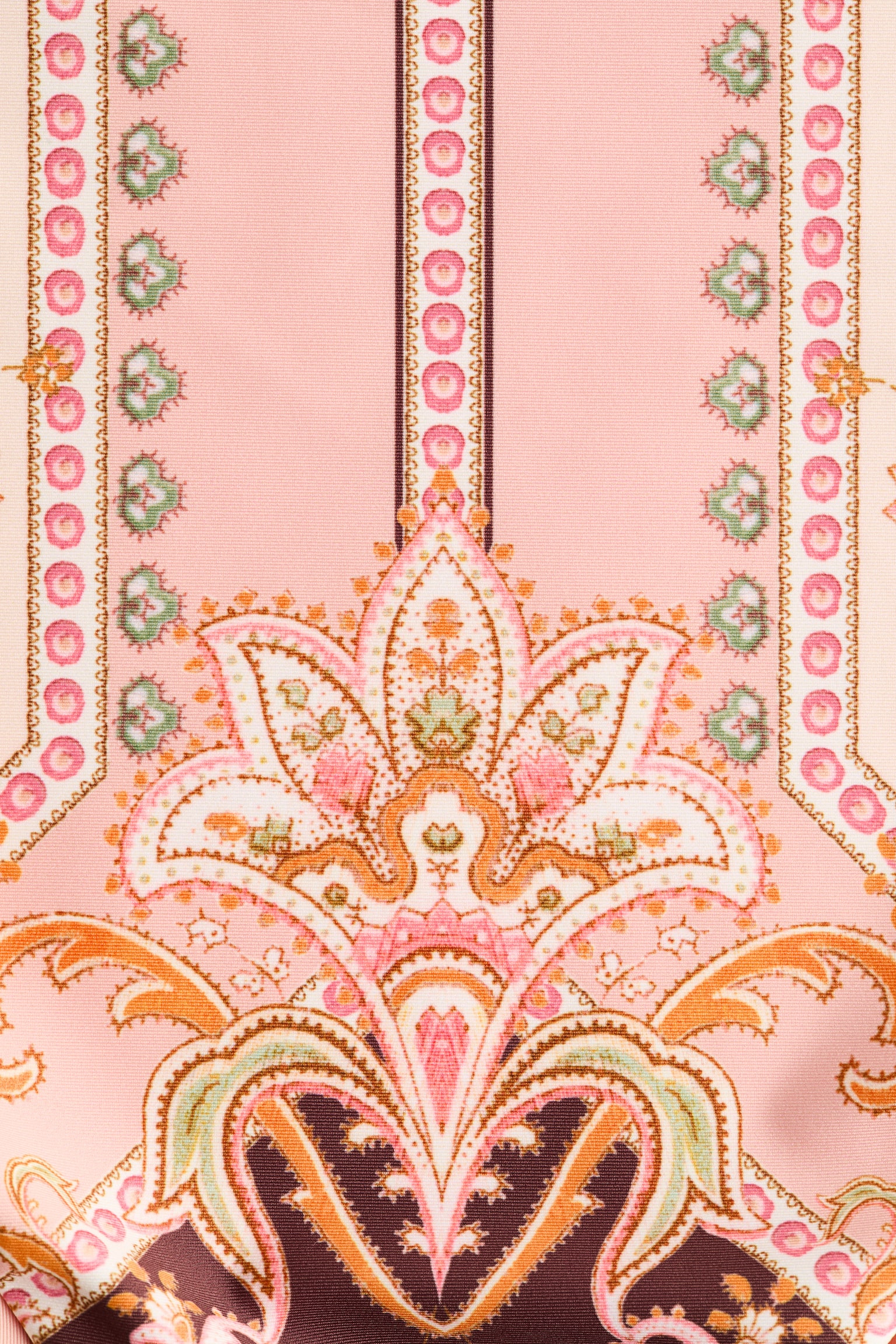 Padded-cup one-shoulder swimsuit - Powder pink/Paisley pattern - 3