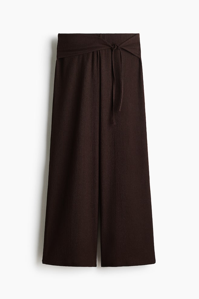 Tie-Detail Jersey Pants - Dark brown/Dark blue - 1